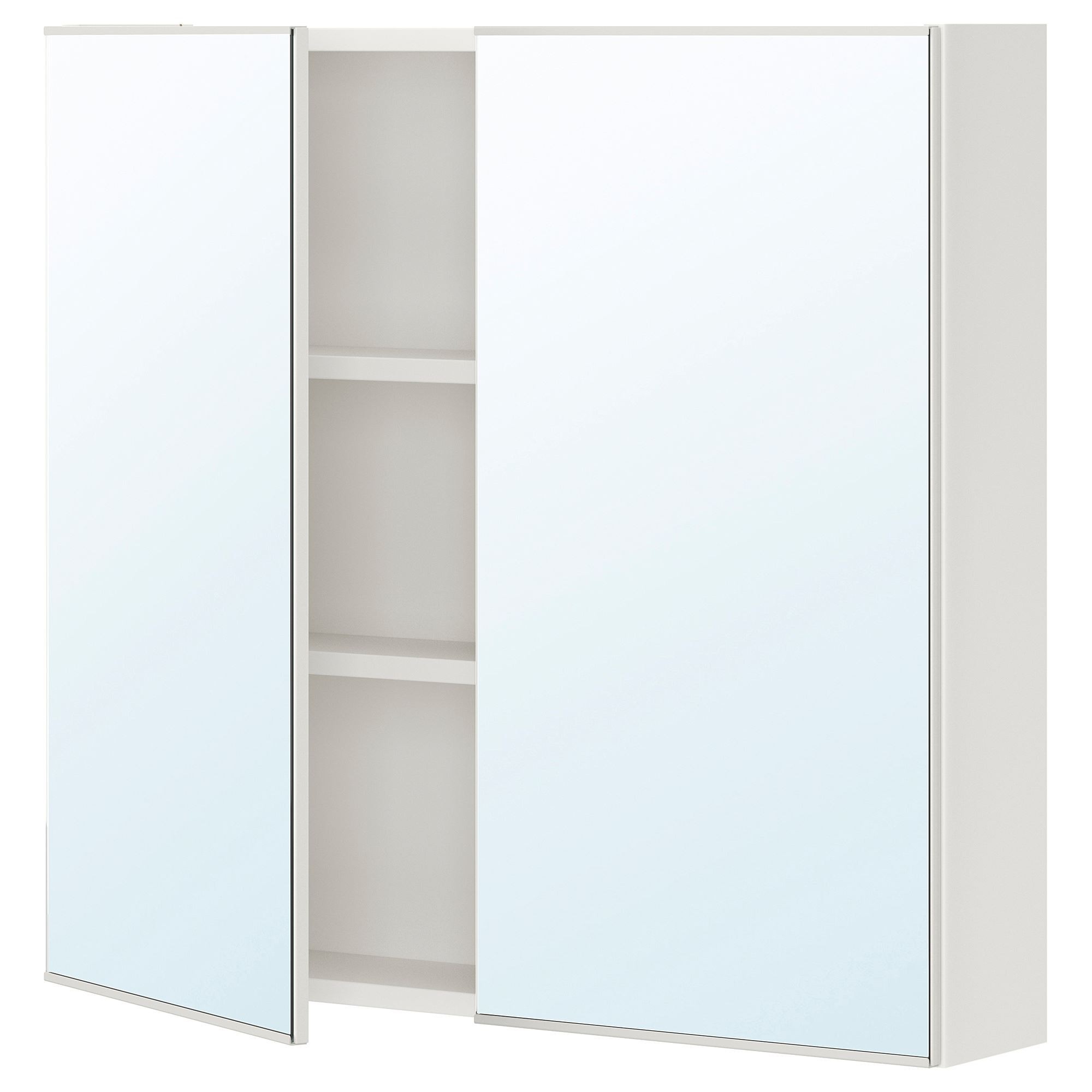 Banyo duvar dolabı, beyaz, 80x15x75 cm, 2 ayna kapaklı