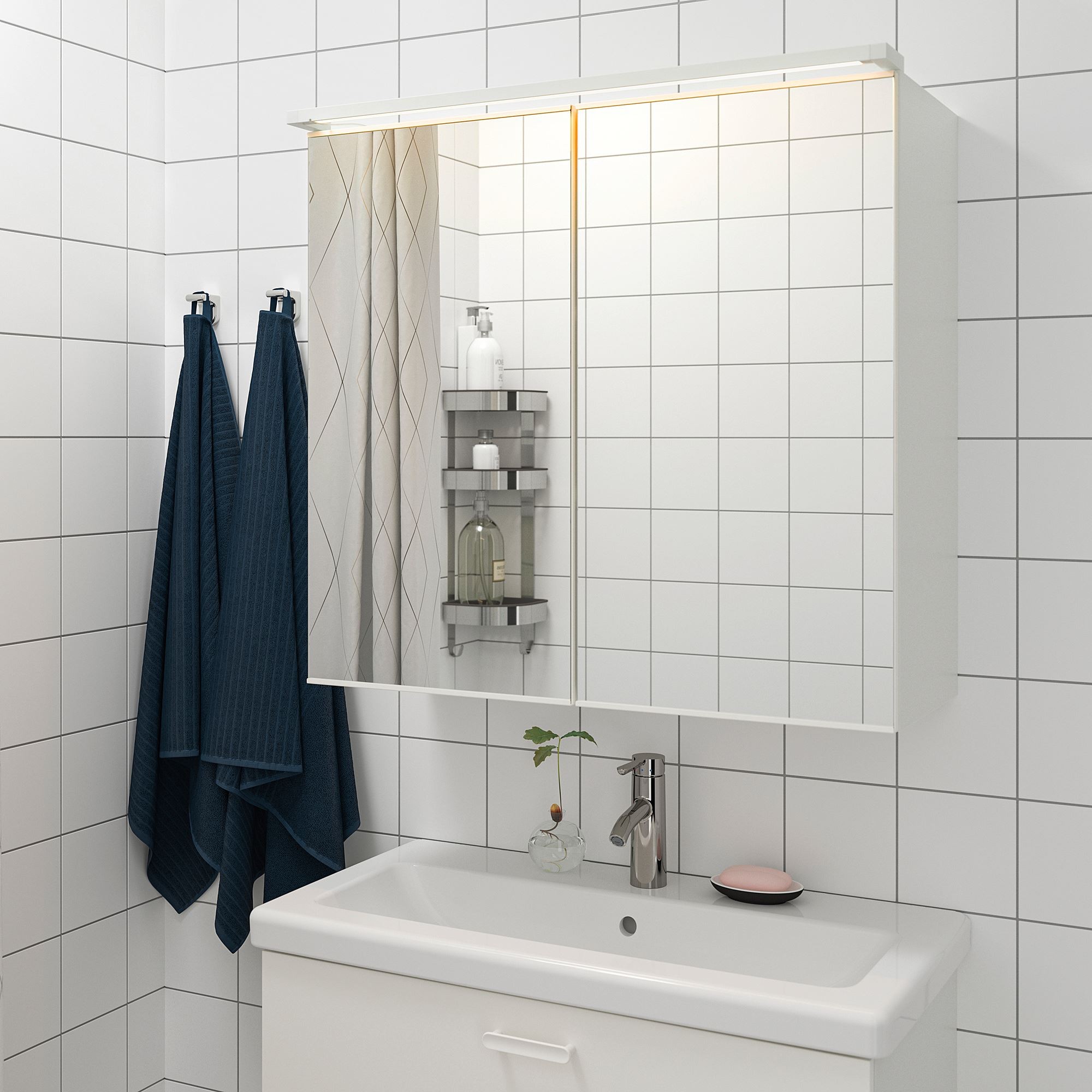 LED'li dolap aydınlatması, beyaz, 80 cm