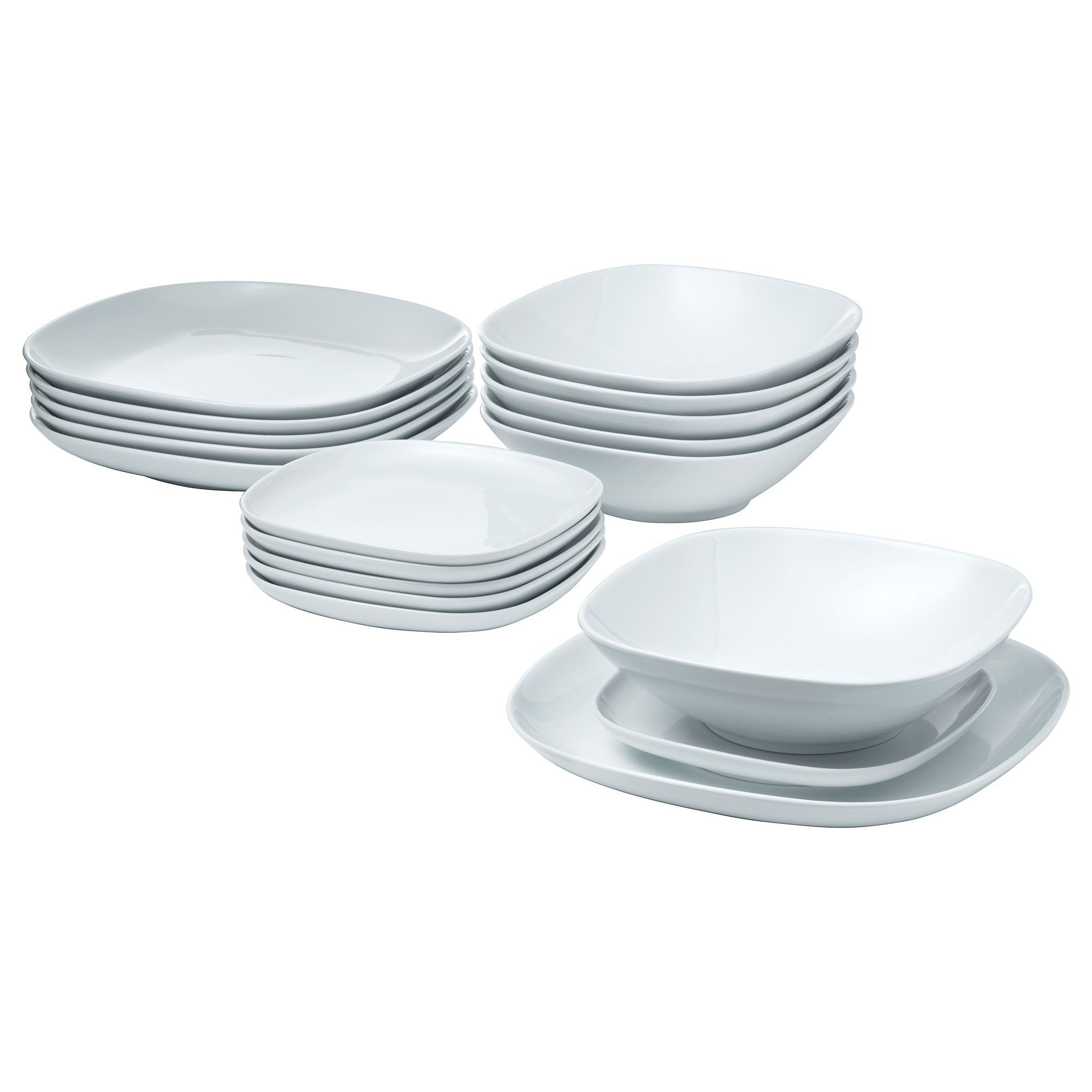 Yemek takımı, beyaz, 18 parça