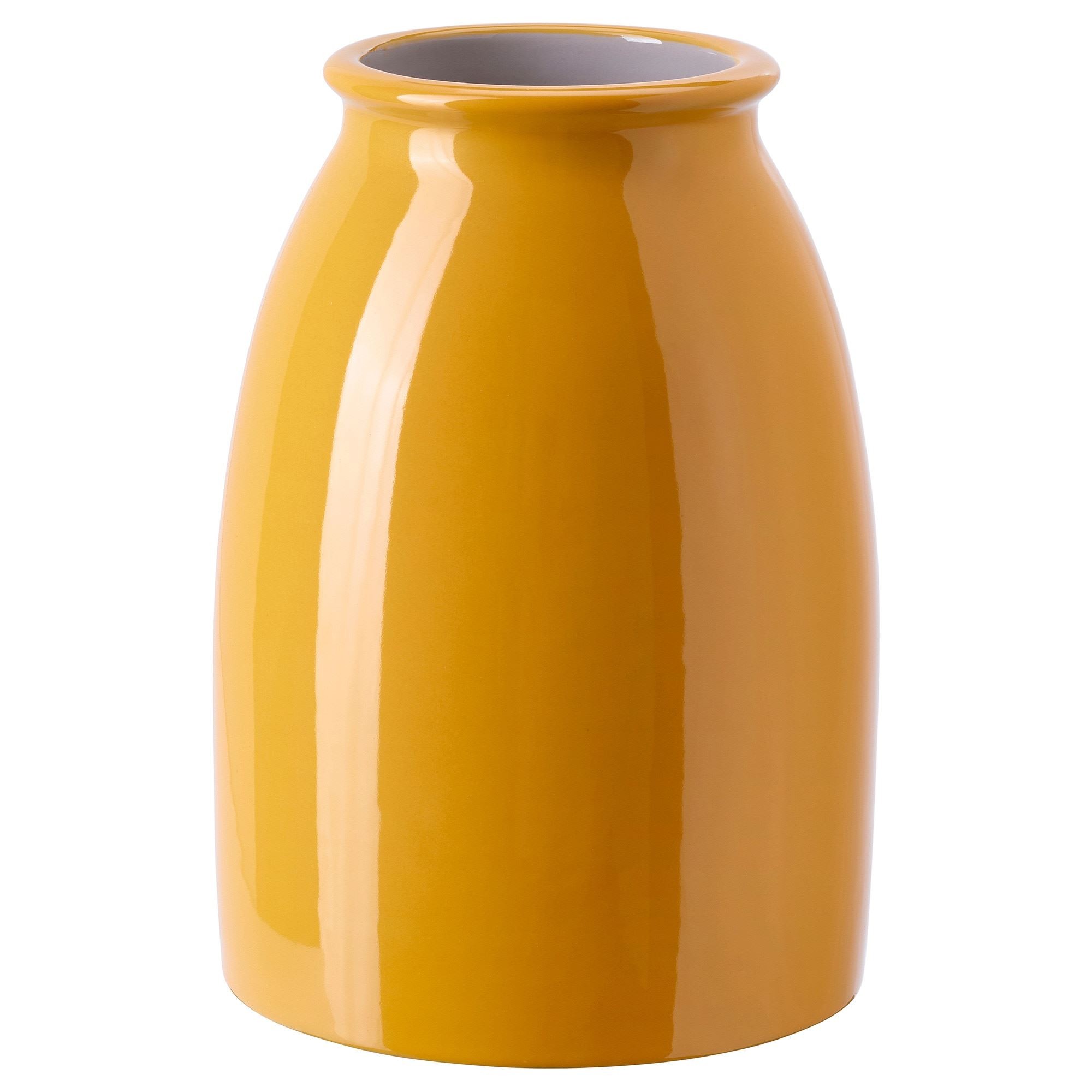 Vazo, parlak sarı, 21 cm