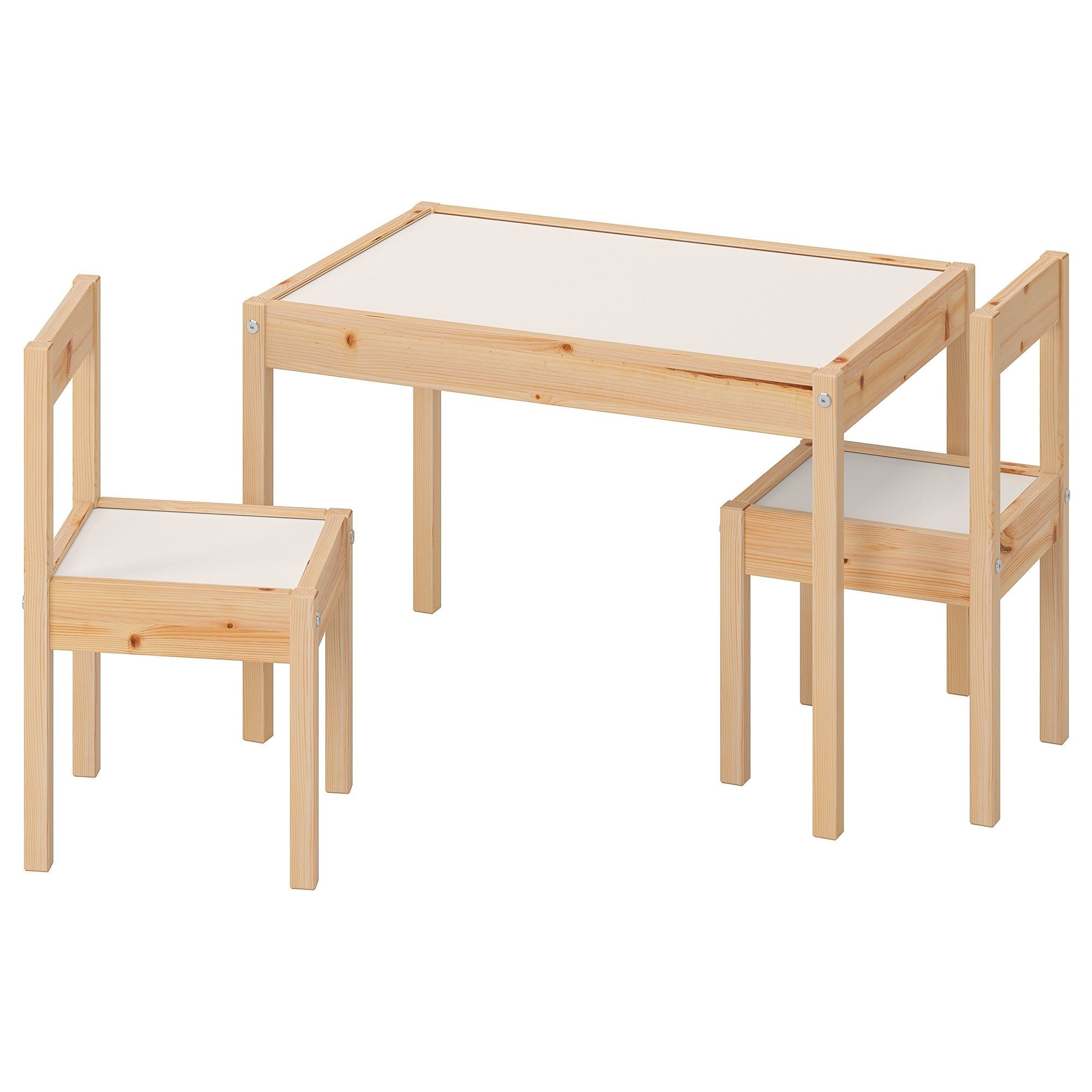 Çocuk masa seti, beyaz-çam, 3 parça