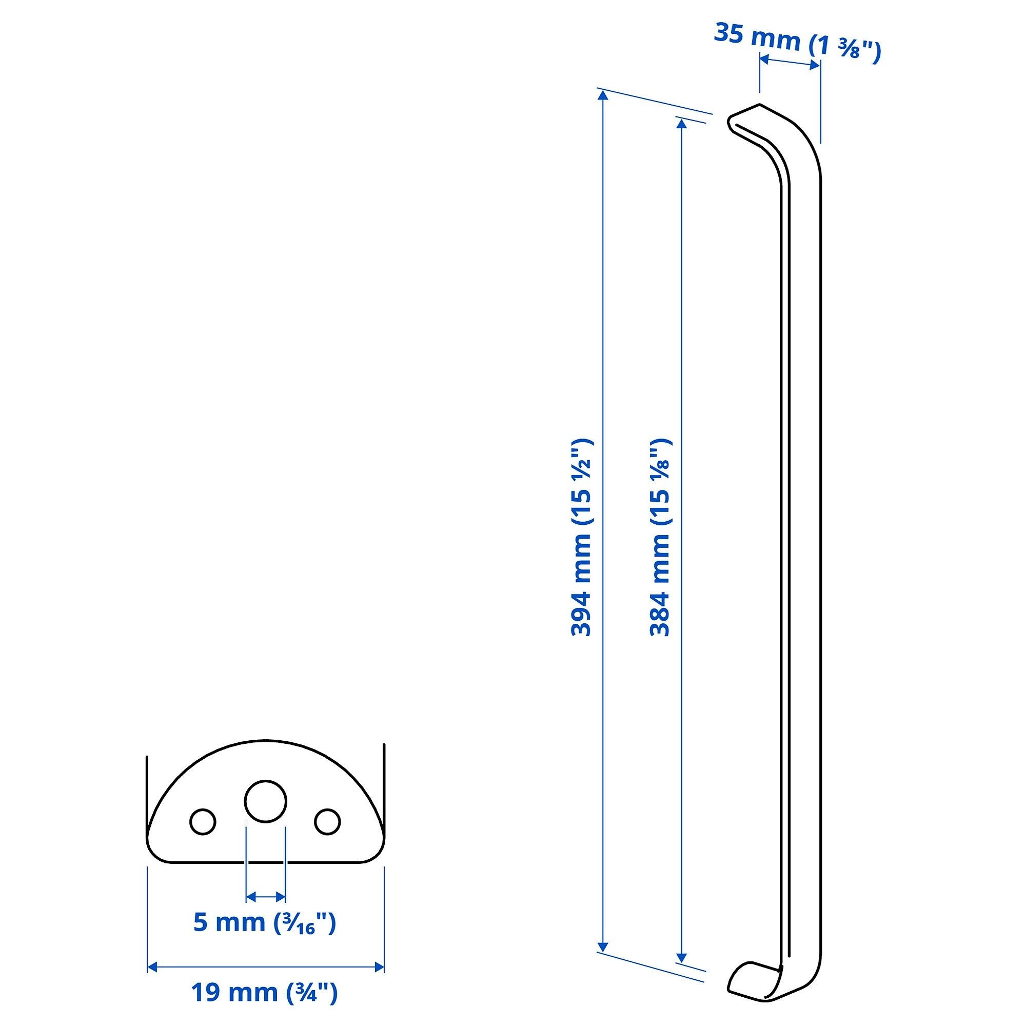 Kulp, metal rengi, 394 mm