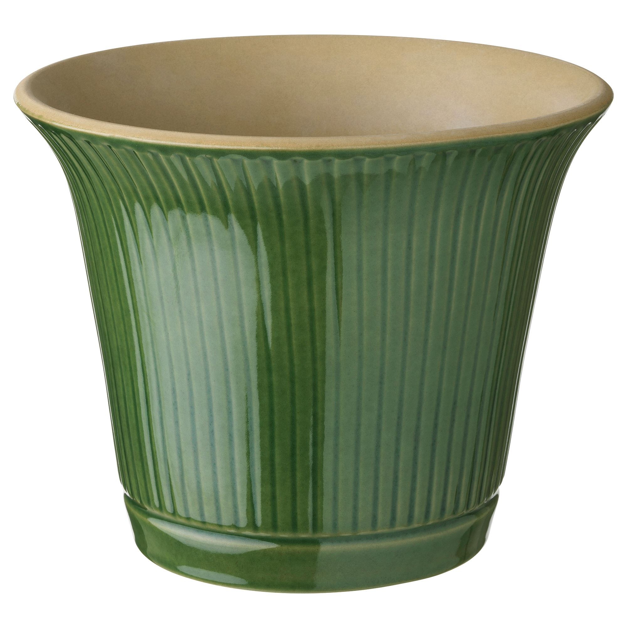 Seramik saksı, yeşil, 15 cm