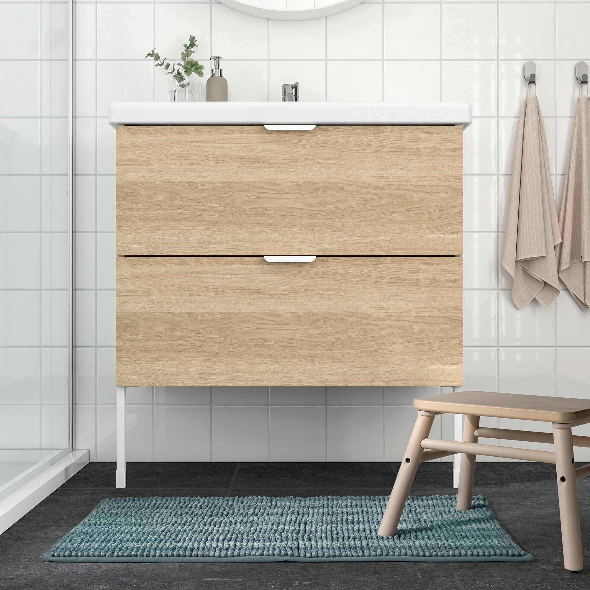 Banyo paspası, çizgili-mavi, 50x80 cm