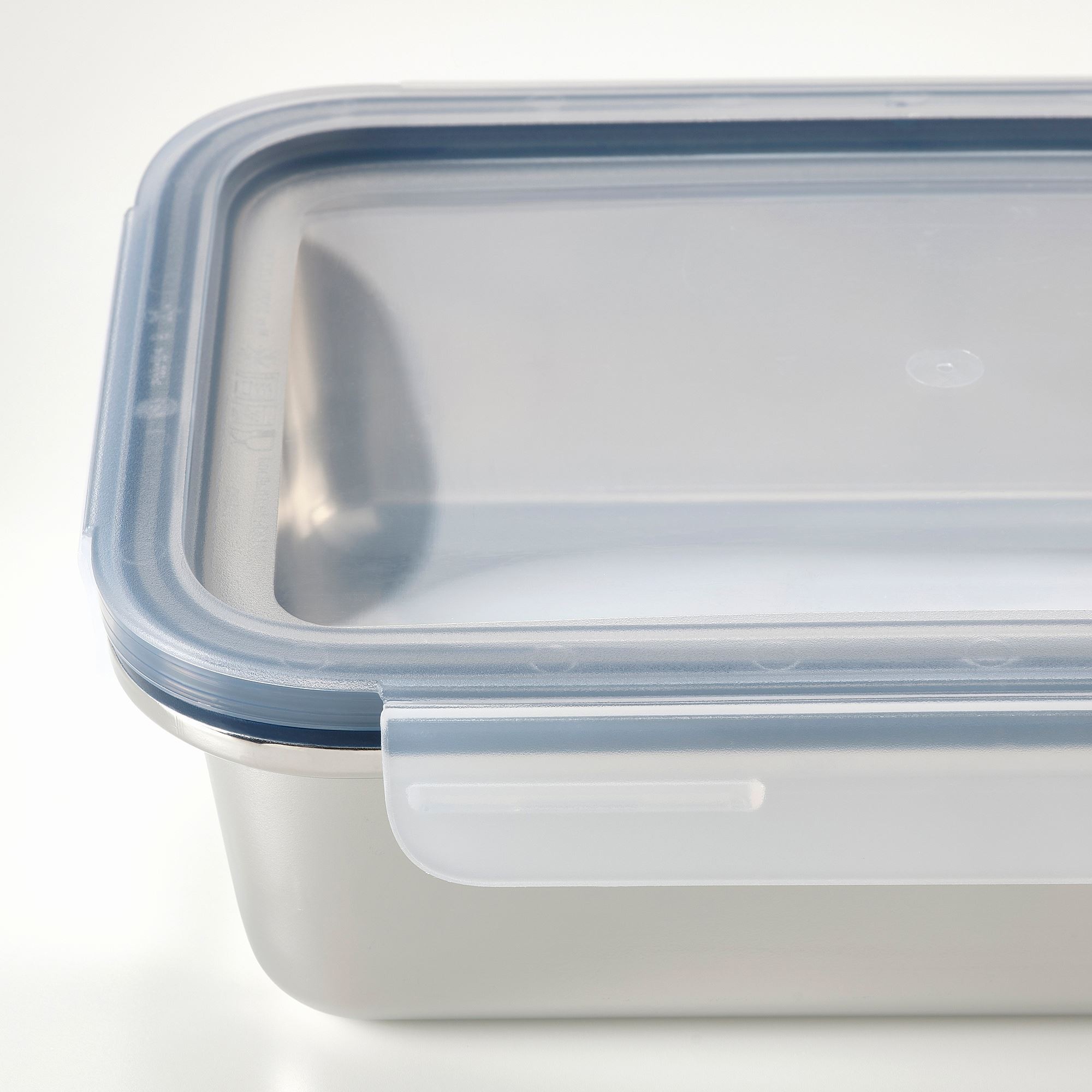 Kapaklı çelik saklama kabı, paslanmaz çelik-plastik, 1 lt, dikdörtgen