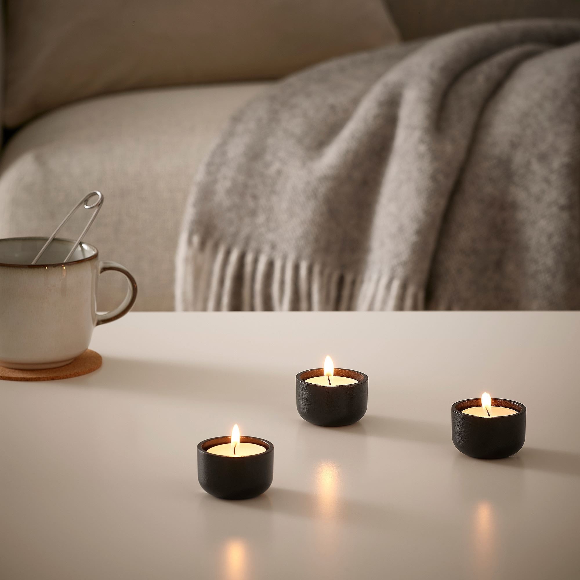 Tealight mum, beyaz, 4 saat, 100 adet