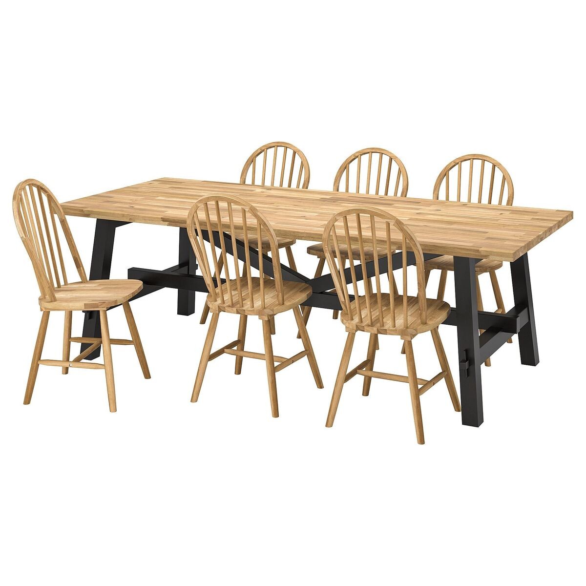 Yemek masası takımı, akasya, 6 sandalyeli