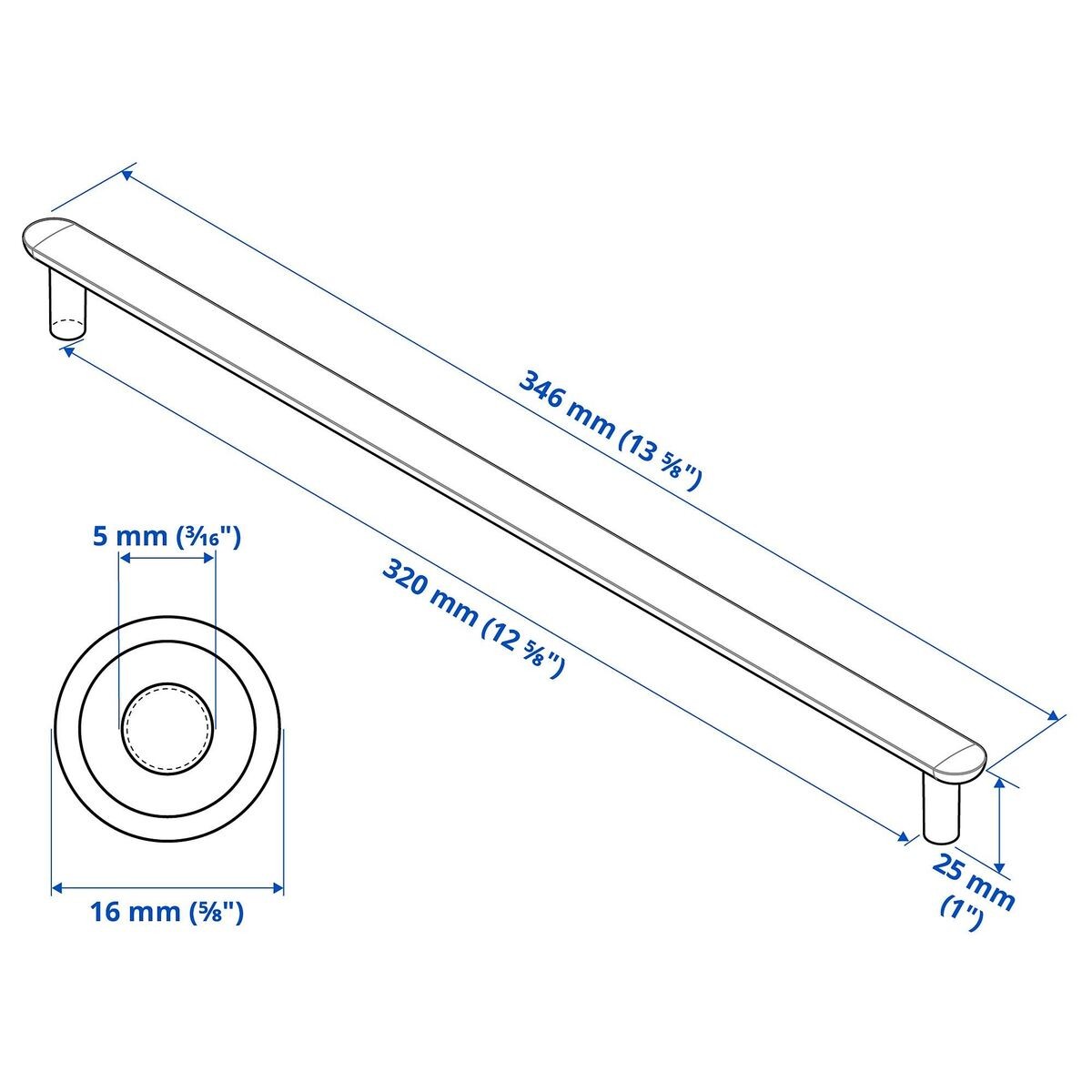 Kulp, siyah, 346 mm, 2 adet