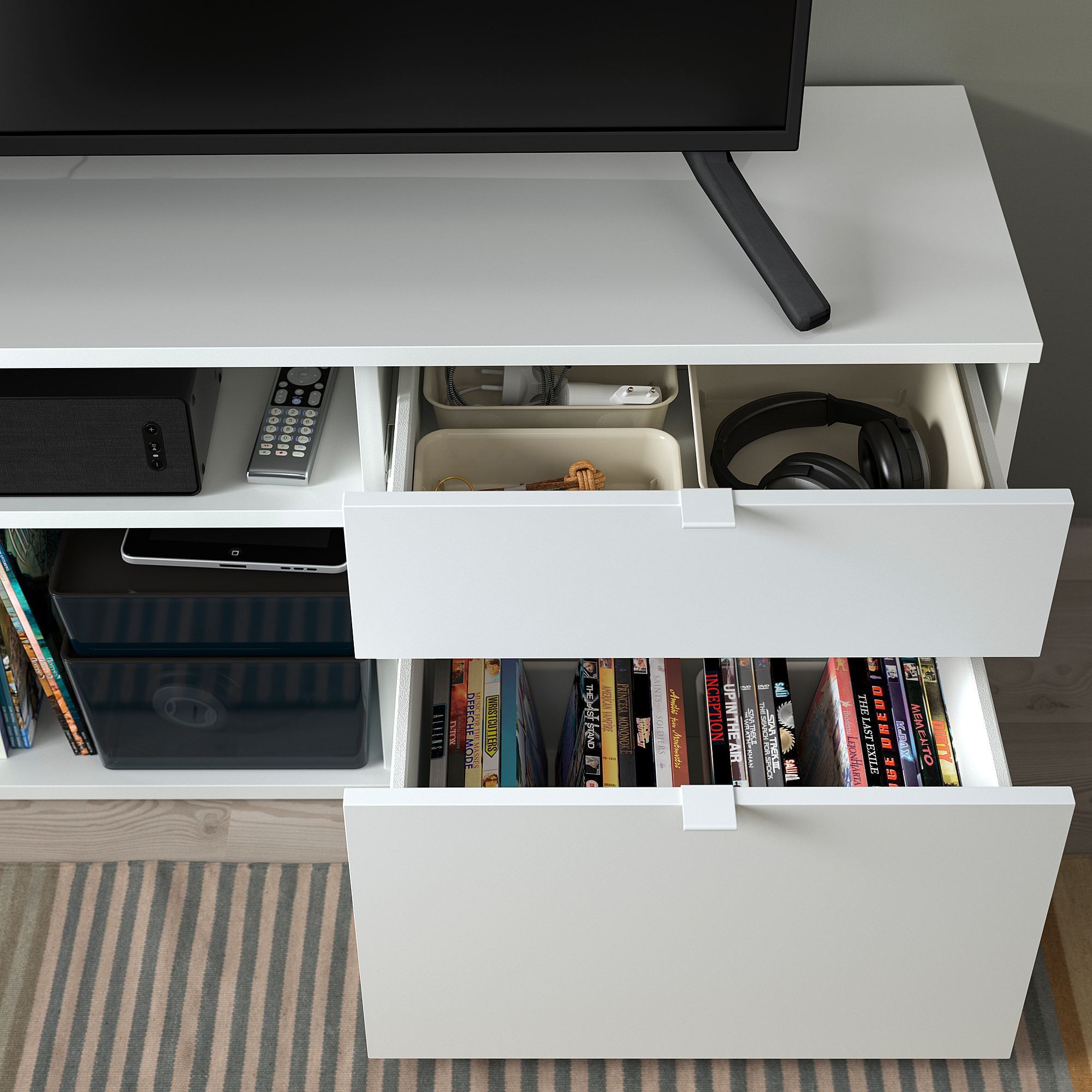 Tv sehpası, beyaz, 146x37x50 cm