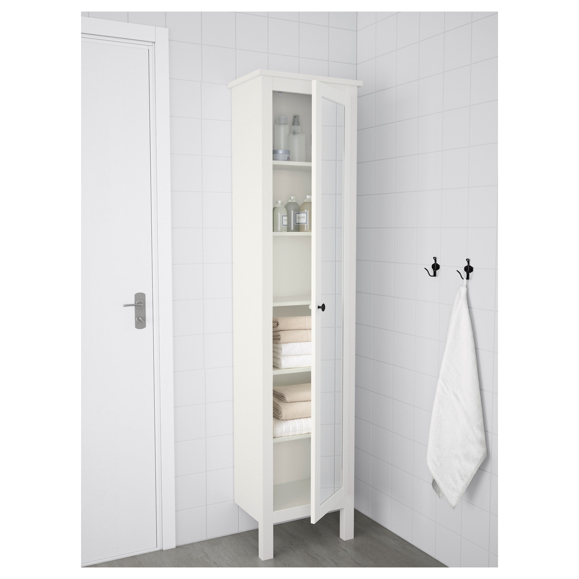 Banyo boy dolabı, beyaz, 49x31x200 cm