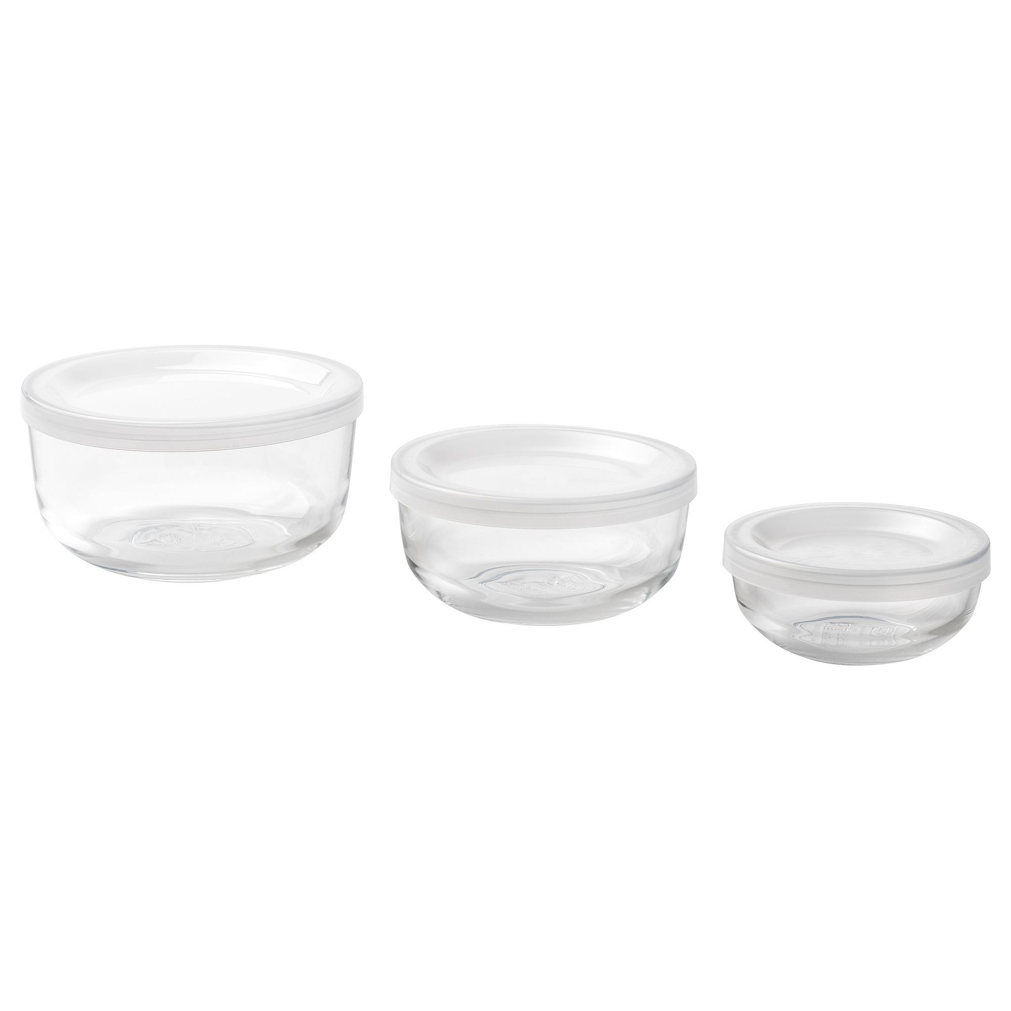 Cam saklama kabı seti, cam, 3'lü set, yuvarlak
