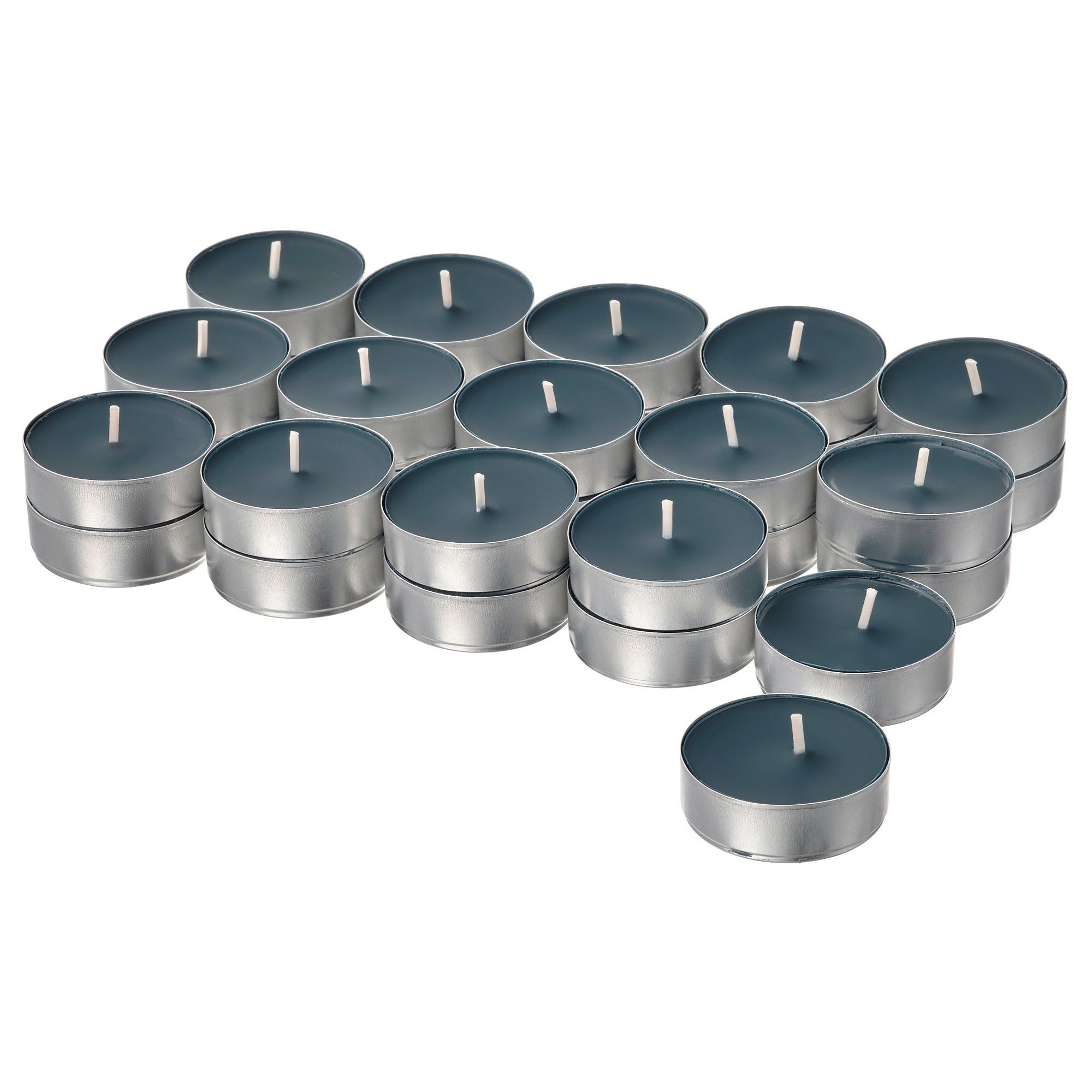 Kokulu tealight mum, siyah-turkuaz, 3.5 saat, Güve otu ve sardunya