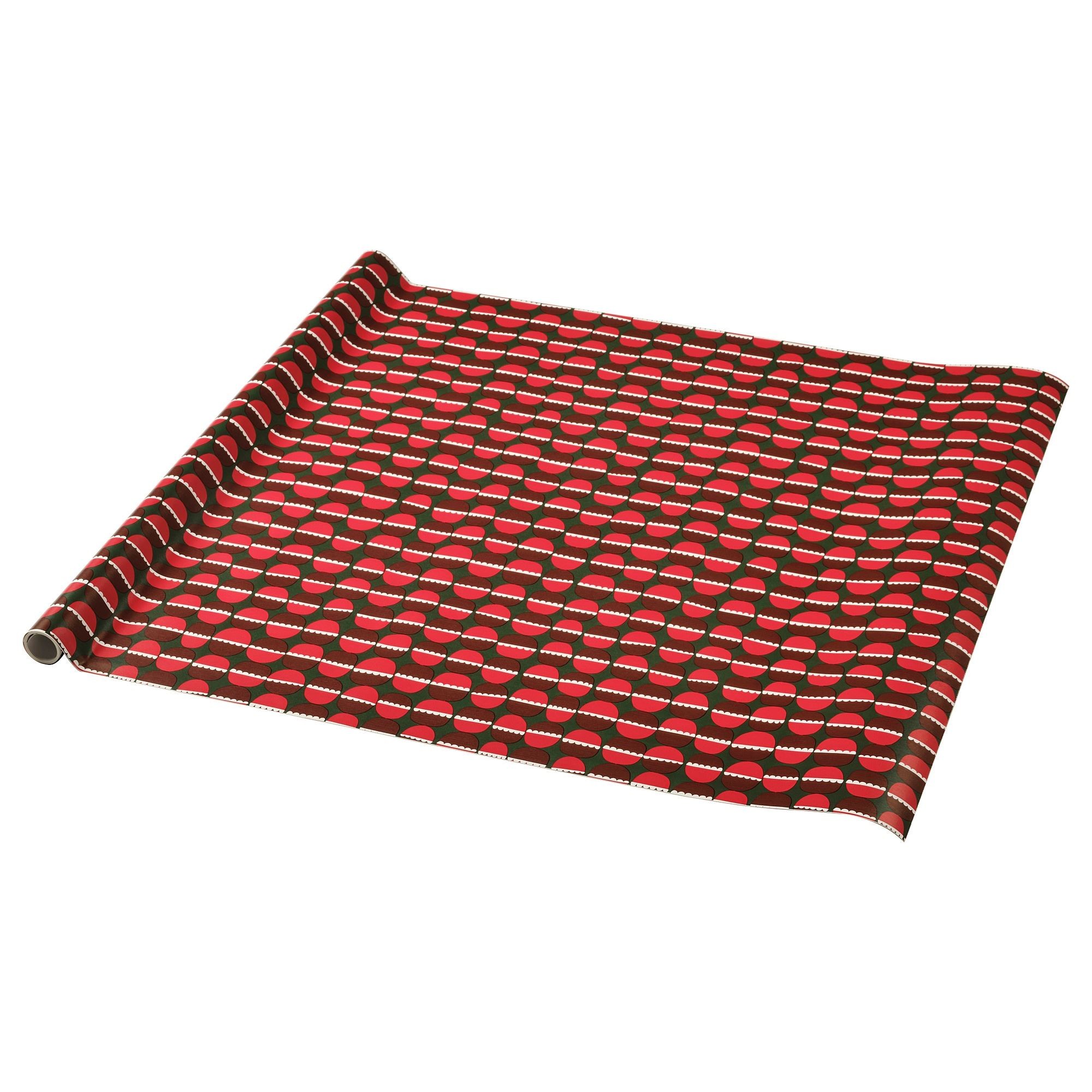 Hediye paketi kağıdı, kırmızı-desenli, 3x0.7 m