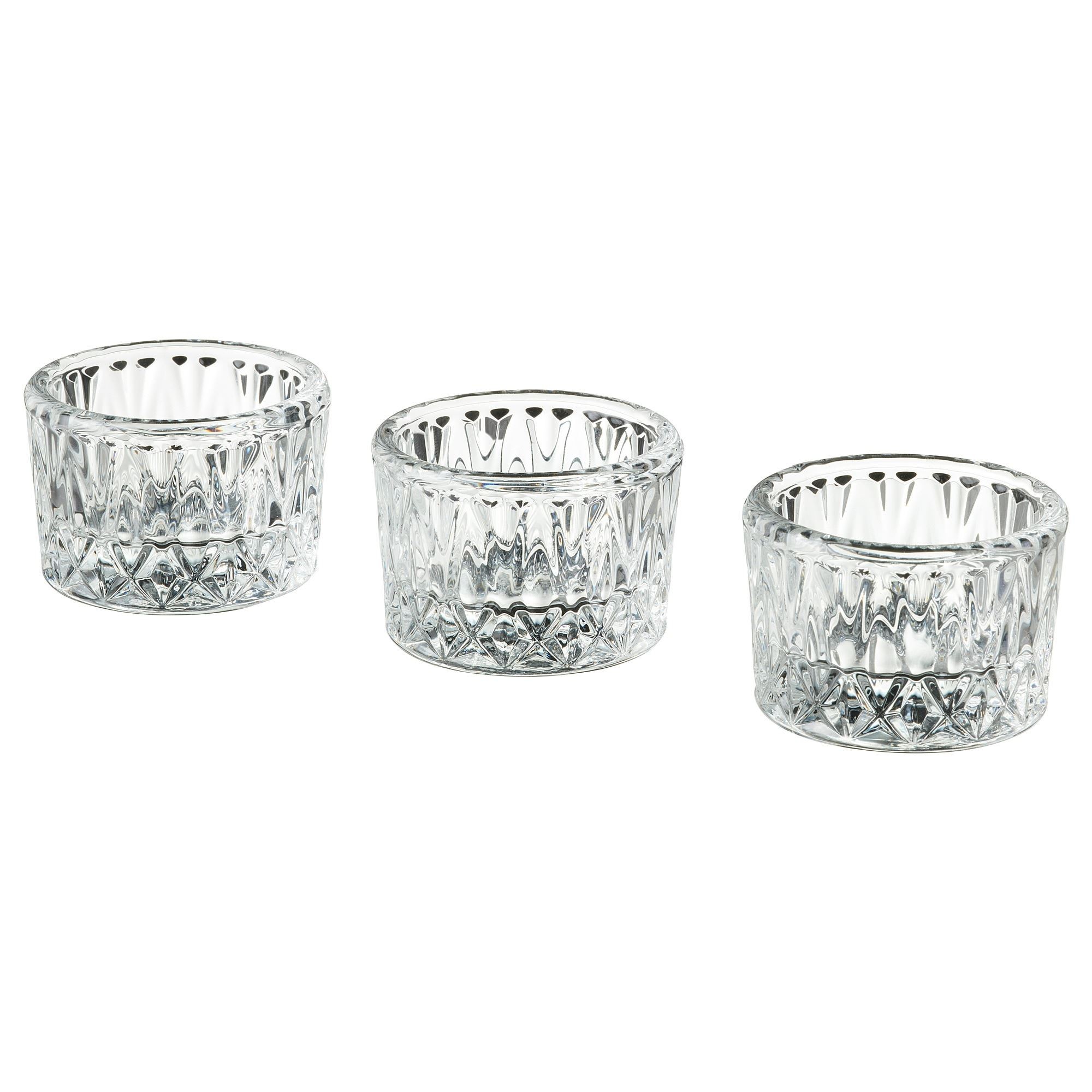 Tealight mumluk, cam, 4 cm, 3 adet