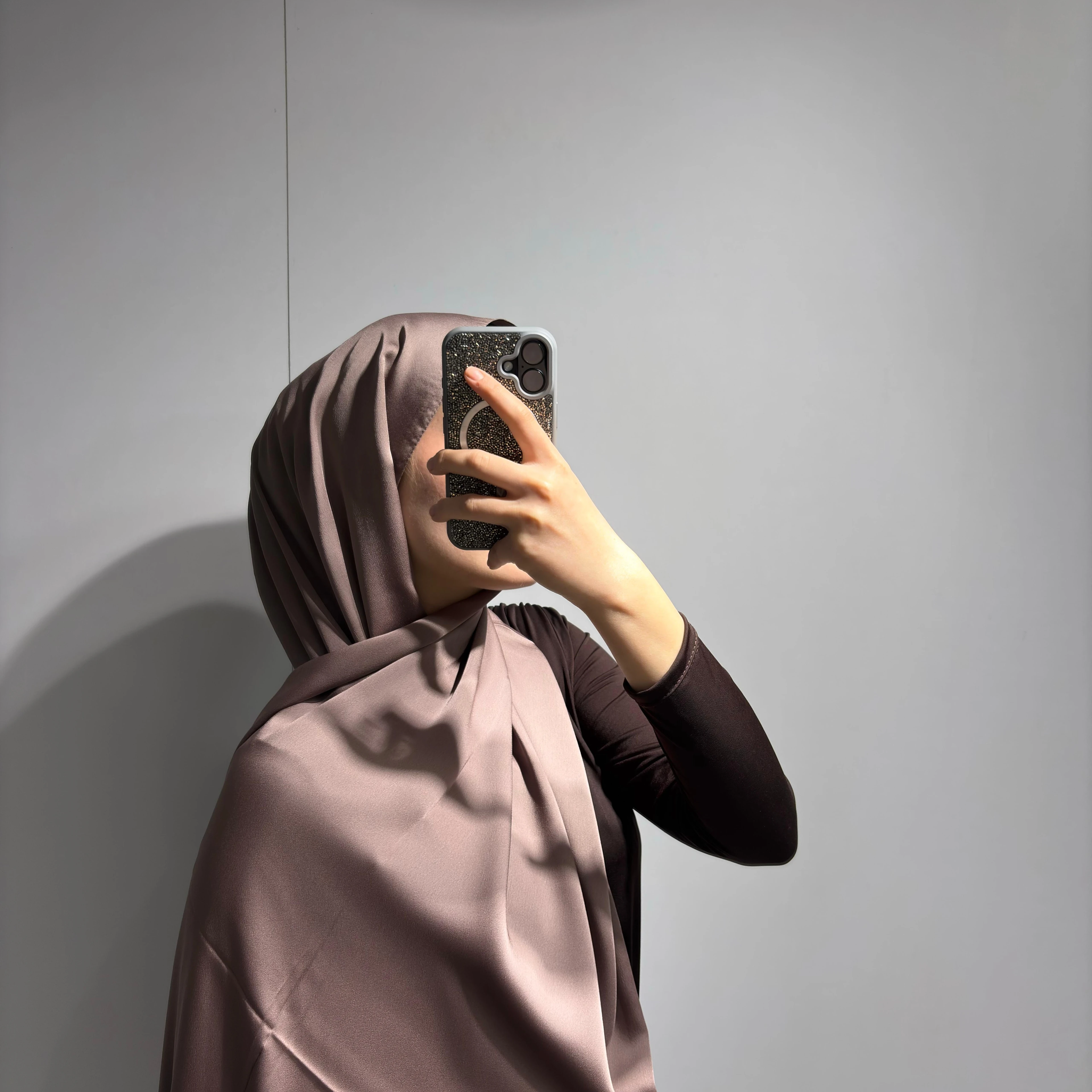 KC Kumlu İpek Şal - Vizon-1