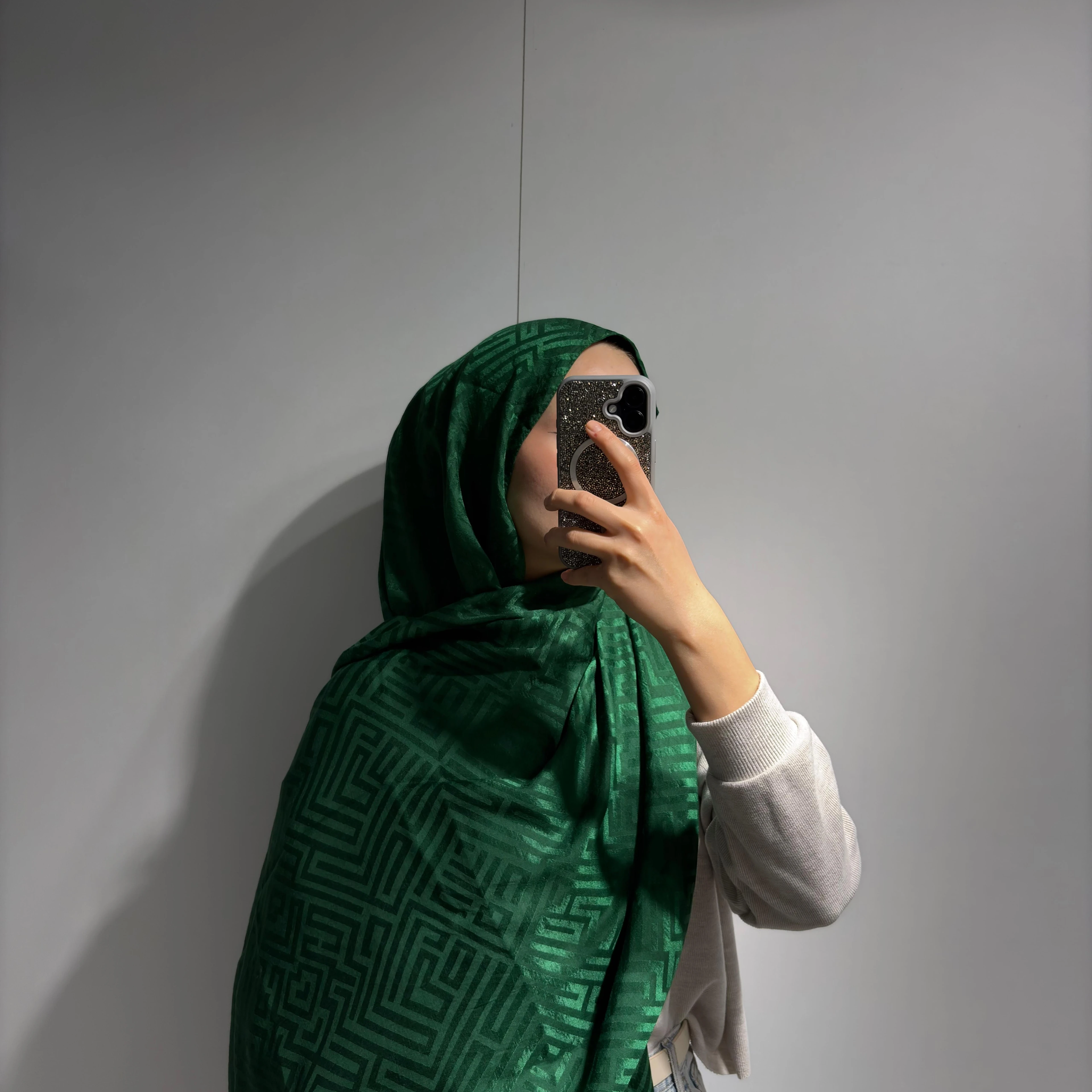 Labirent Desen Jakar şal Zümrüt