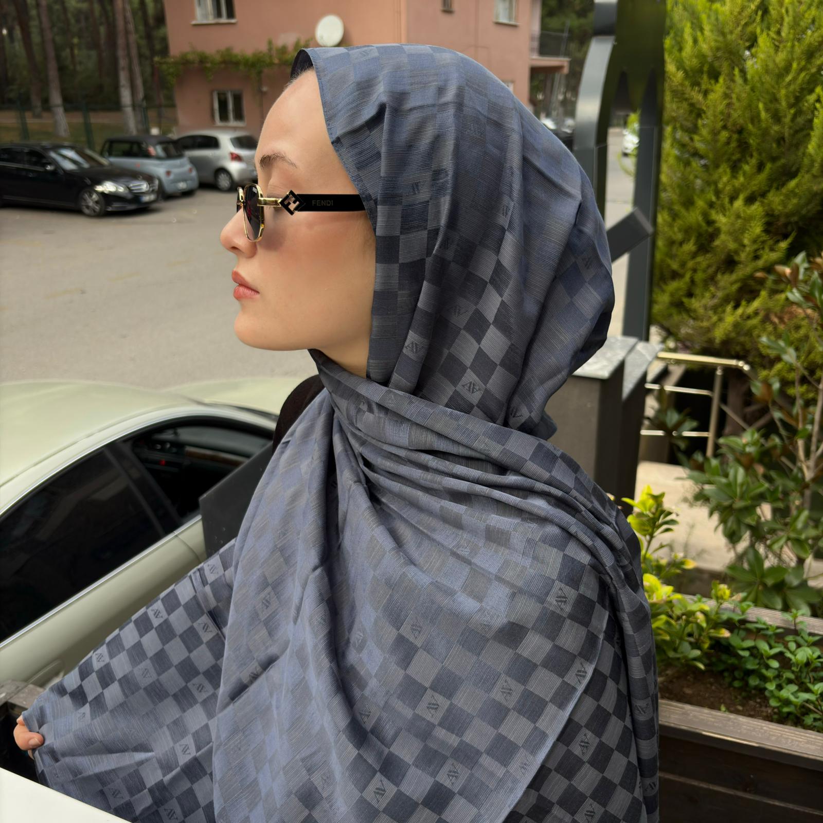 Armine Elegance İpek Pamuk Dama Şal 19