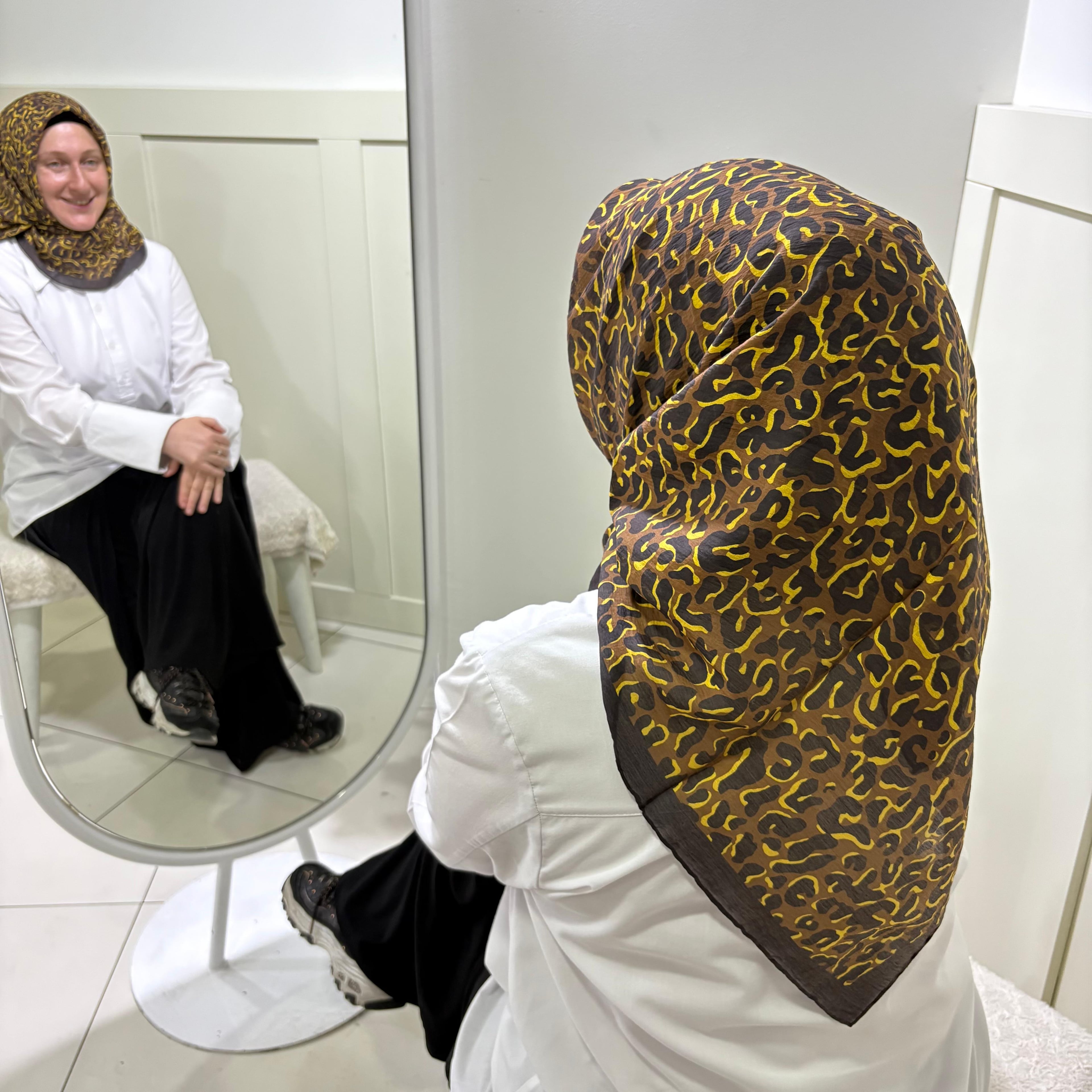 İpekevi Desenli Tensoft Eşarp Leopar - Sarı