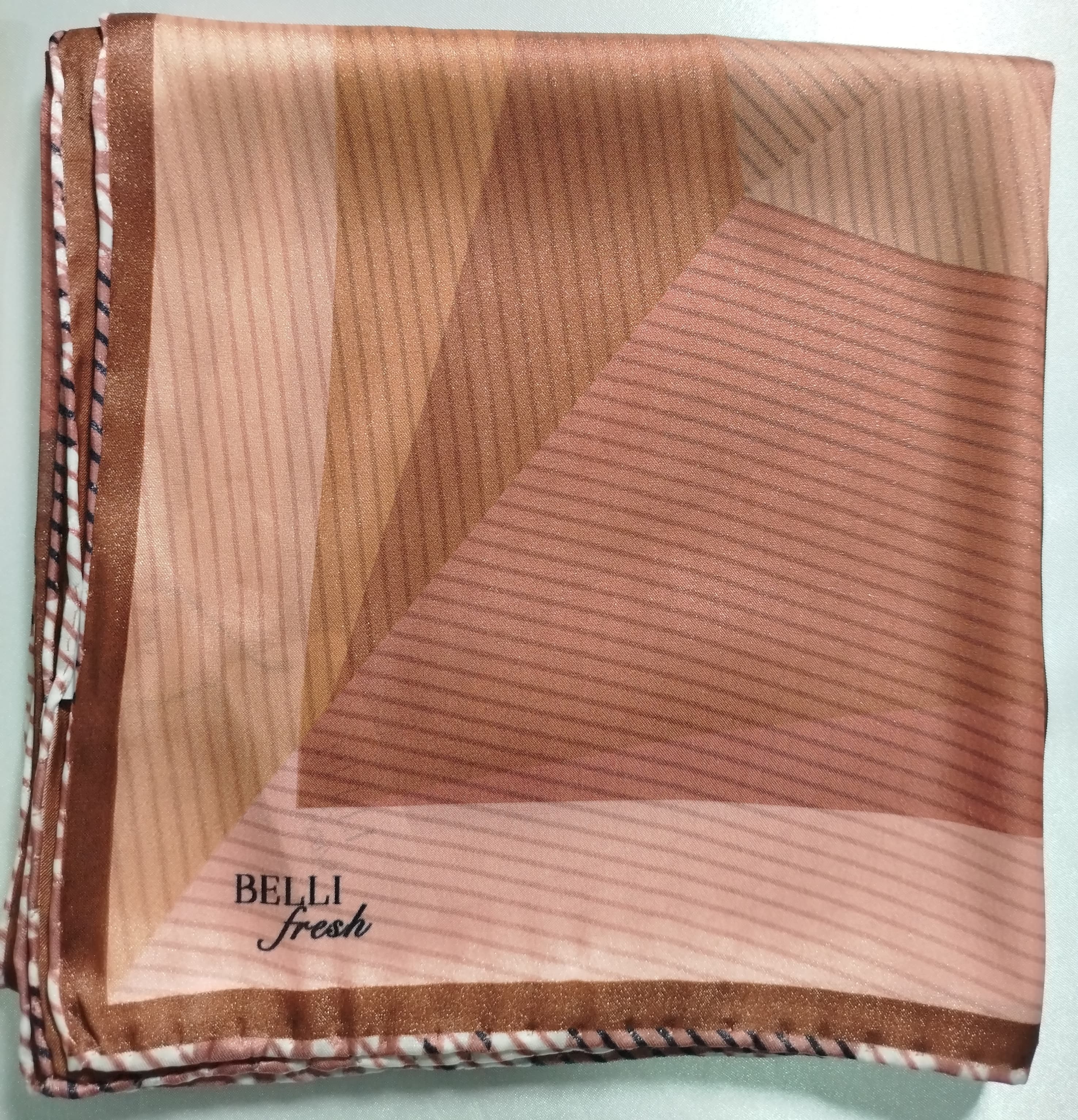 BELLİ FRESH GEOMETRİK ÇİZGİLİ EŞARP - Kahverengi