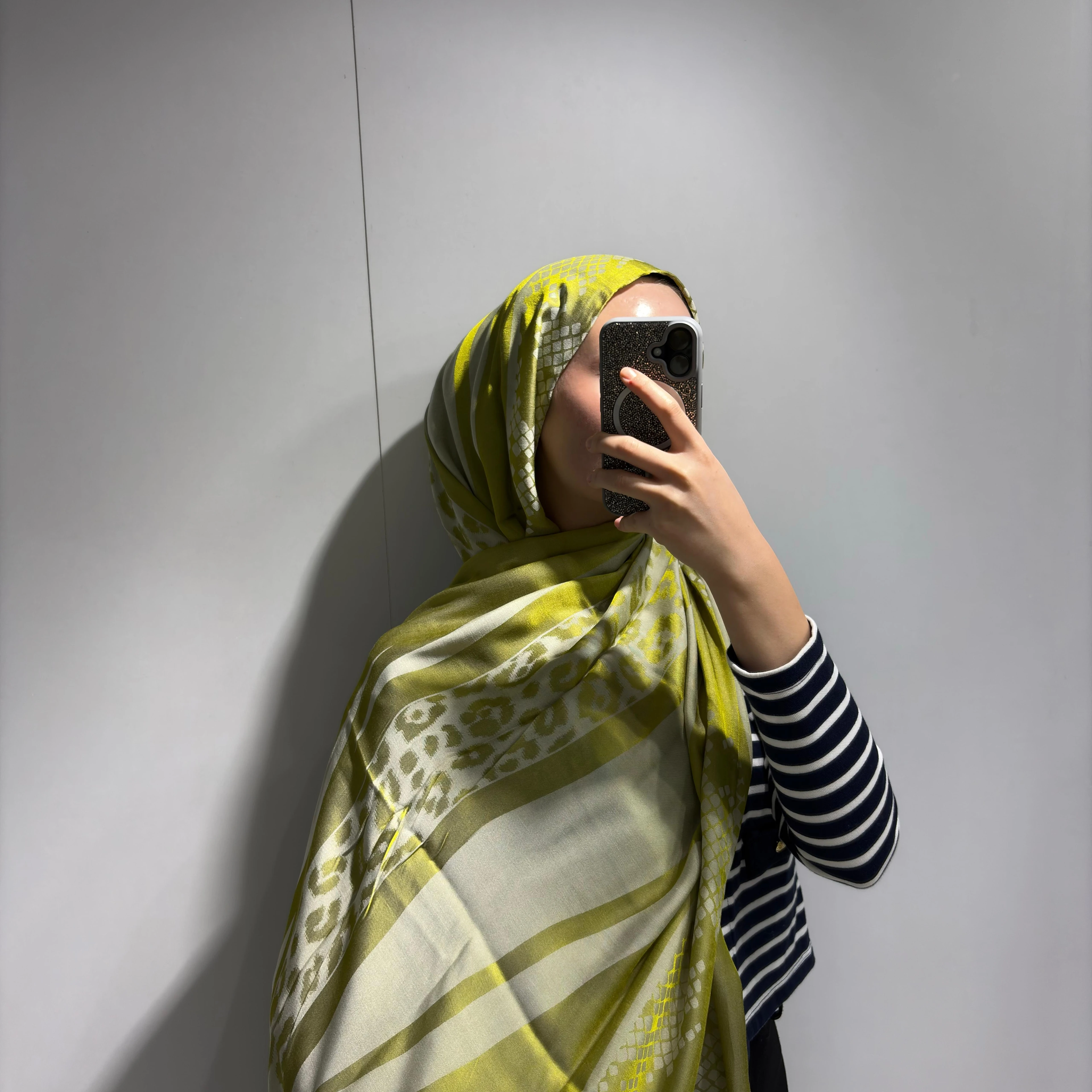 Safari desen Jakar Şal Yağ Yeşili