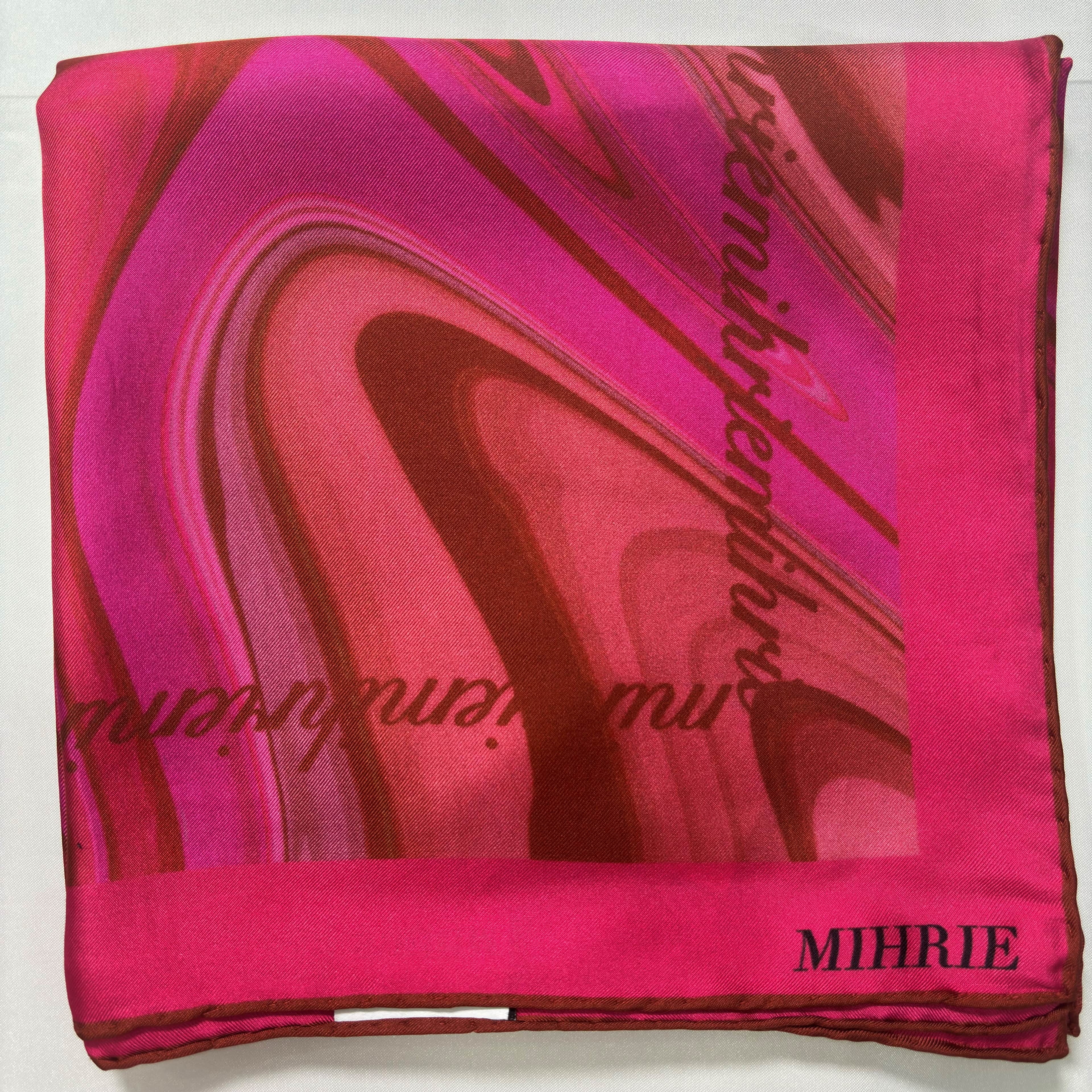 Mihrie İpek Eşarp - El Çizimi Desenli - Pembe/