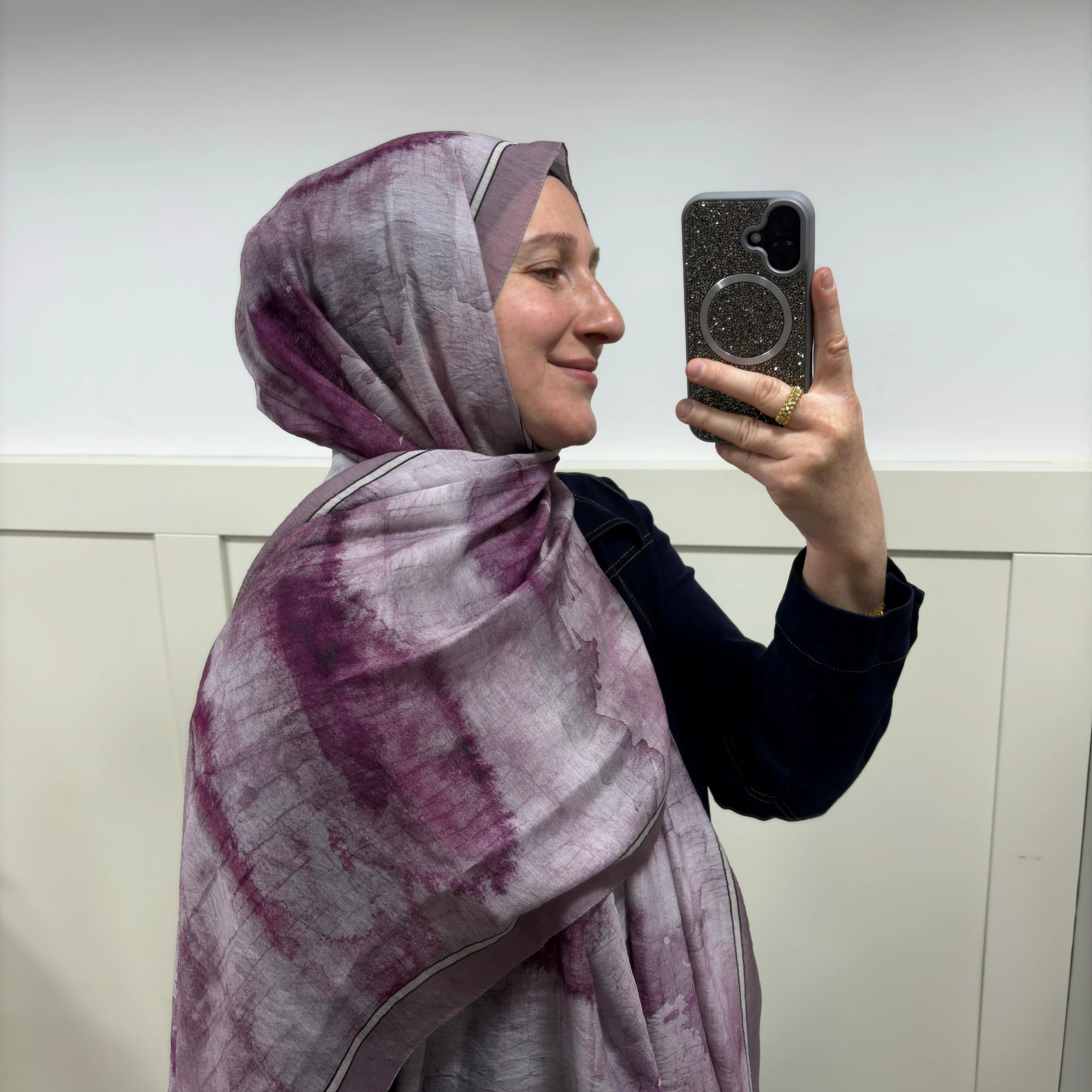 Fırça Desen Modal İpek Lila Şal