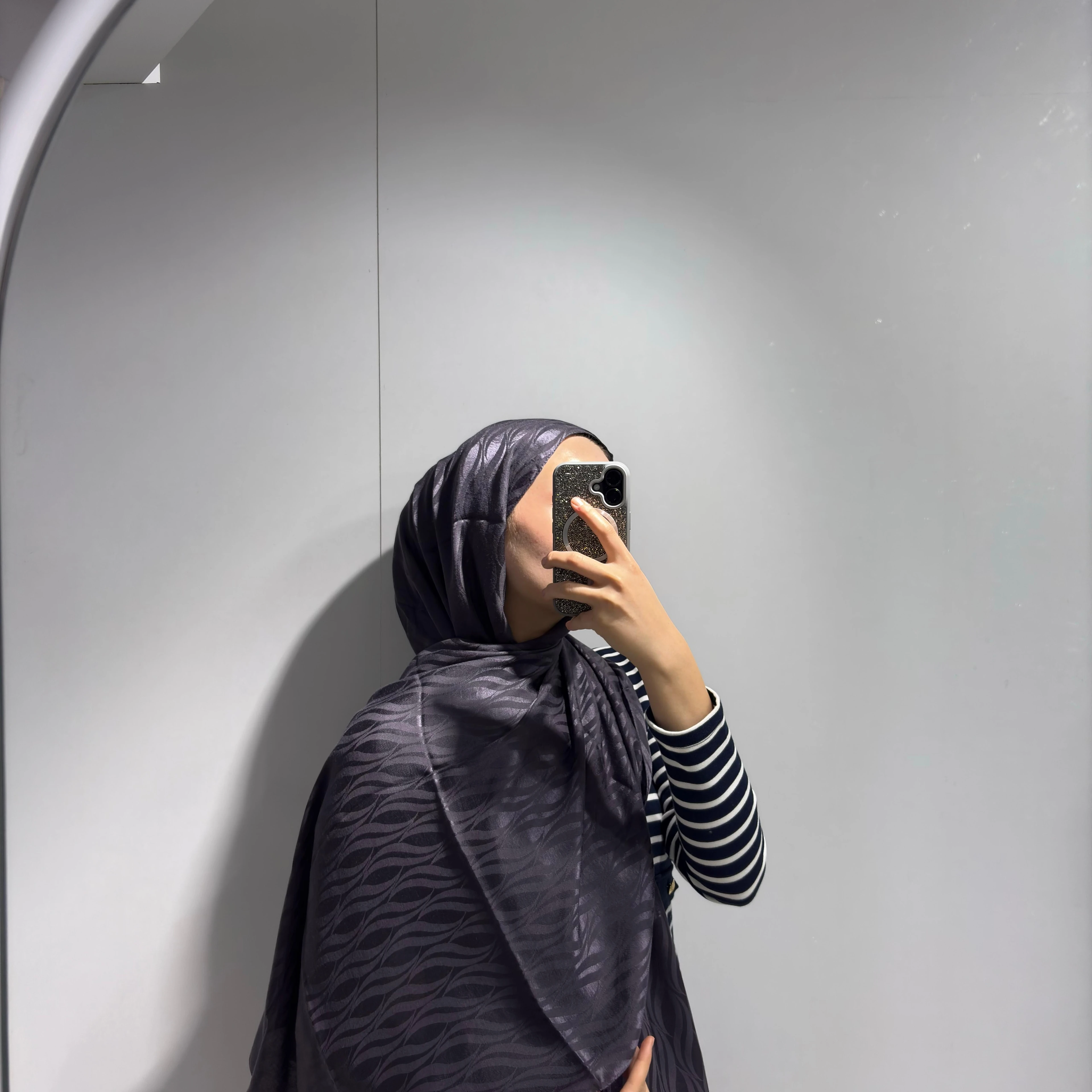 Su Yolu Desen Jakar Şal Antrasit