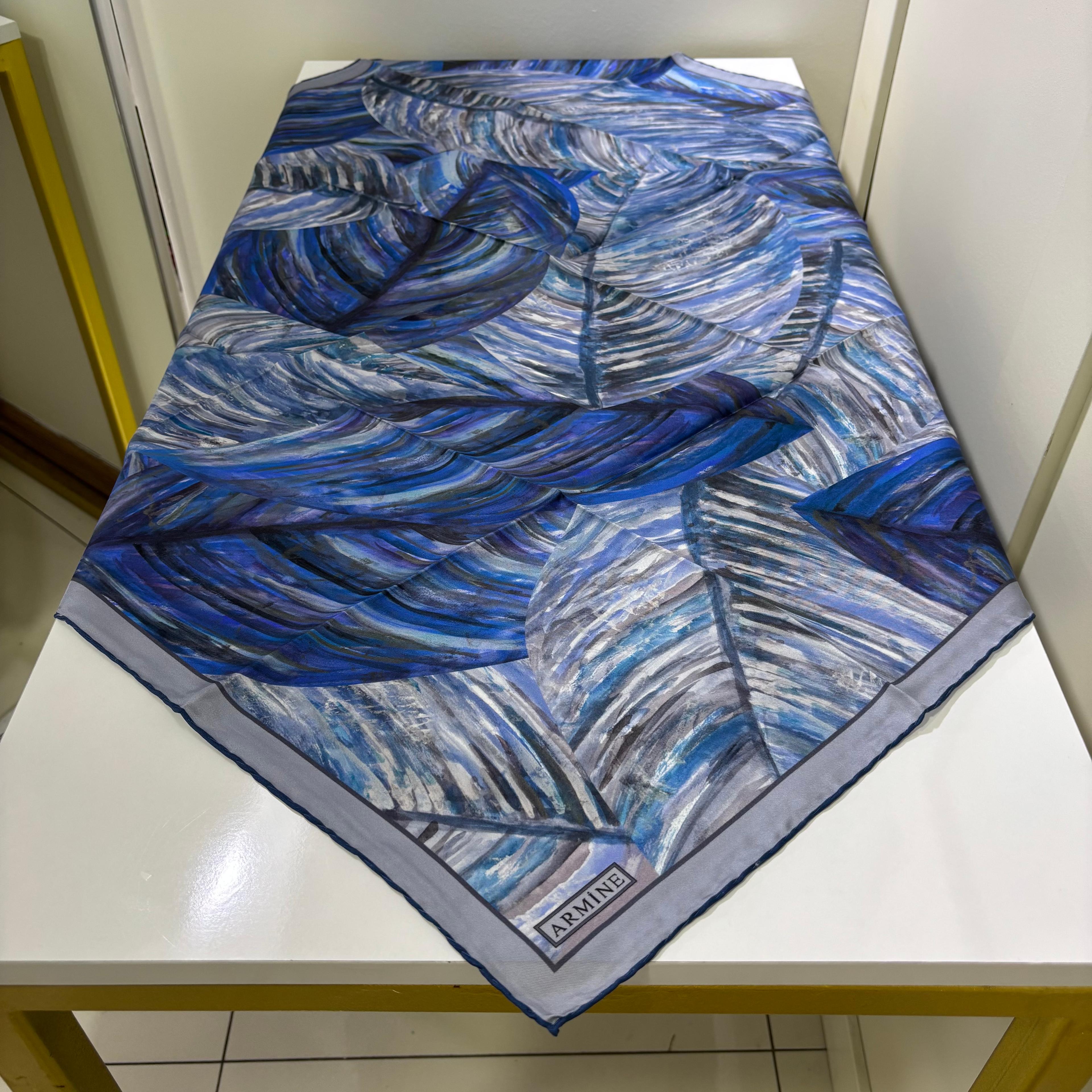 Armine İpek Eşarp 9430D Twill - Mavi