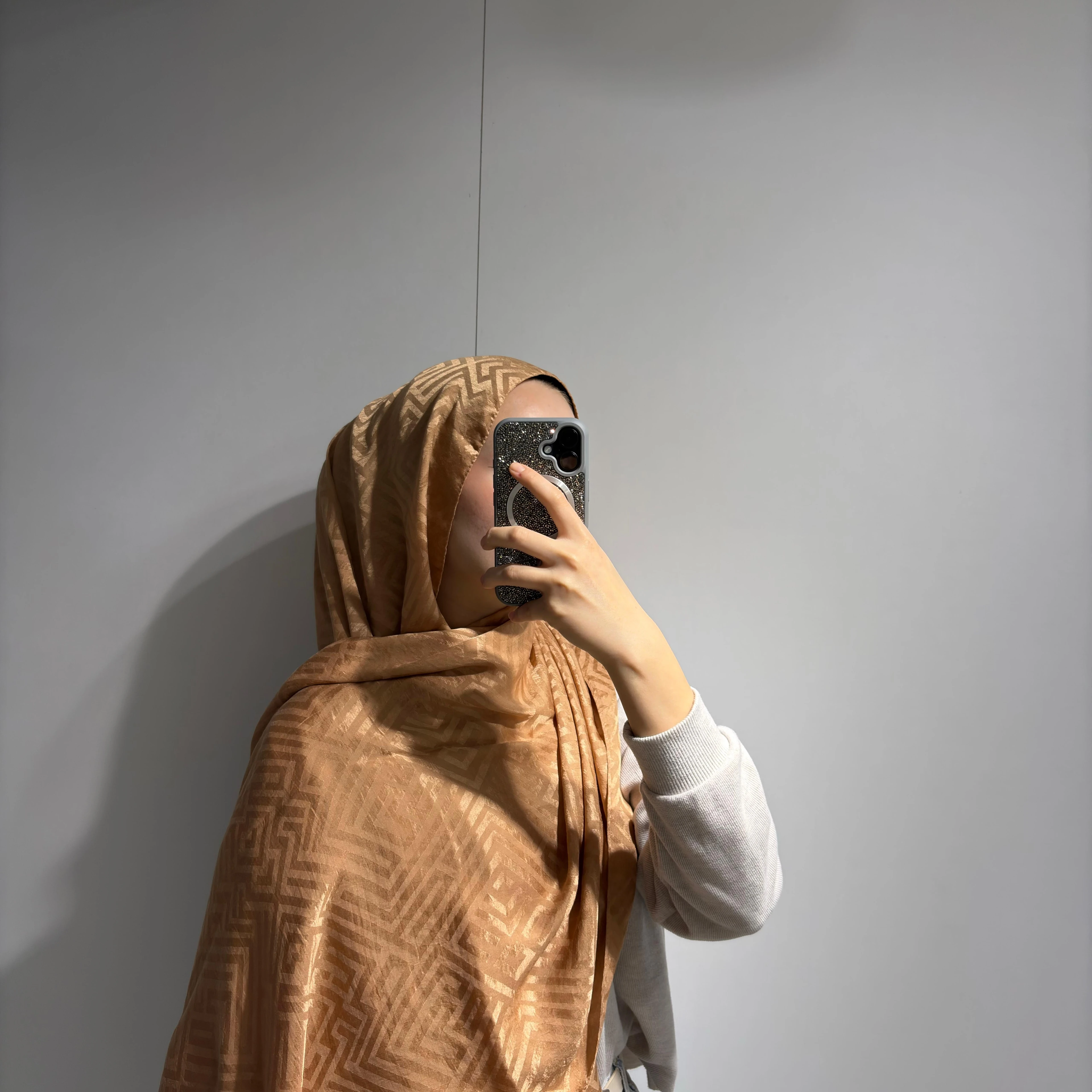 Labirent Desen Jakar şal Bakır