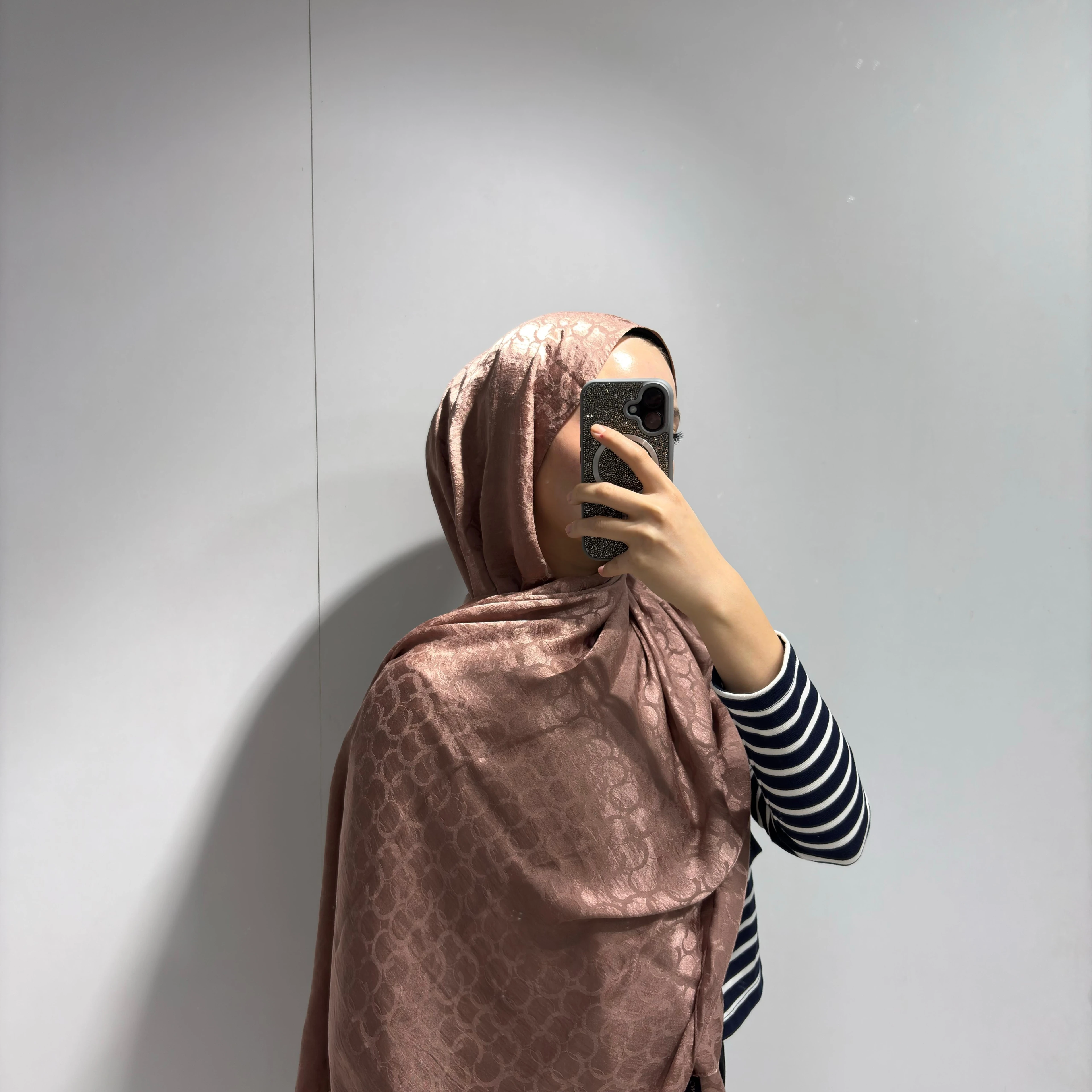 Halka Desen Jakar Şal Gül Kurusu