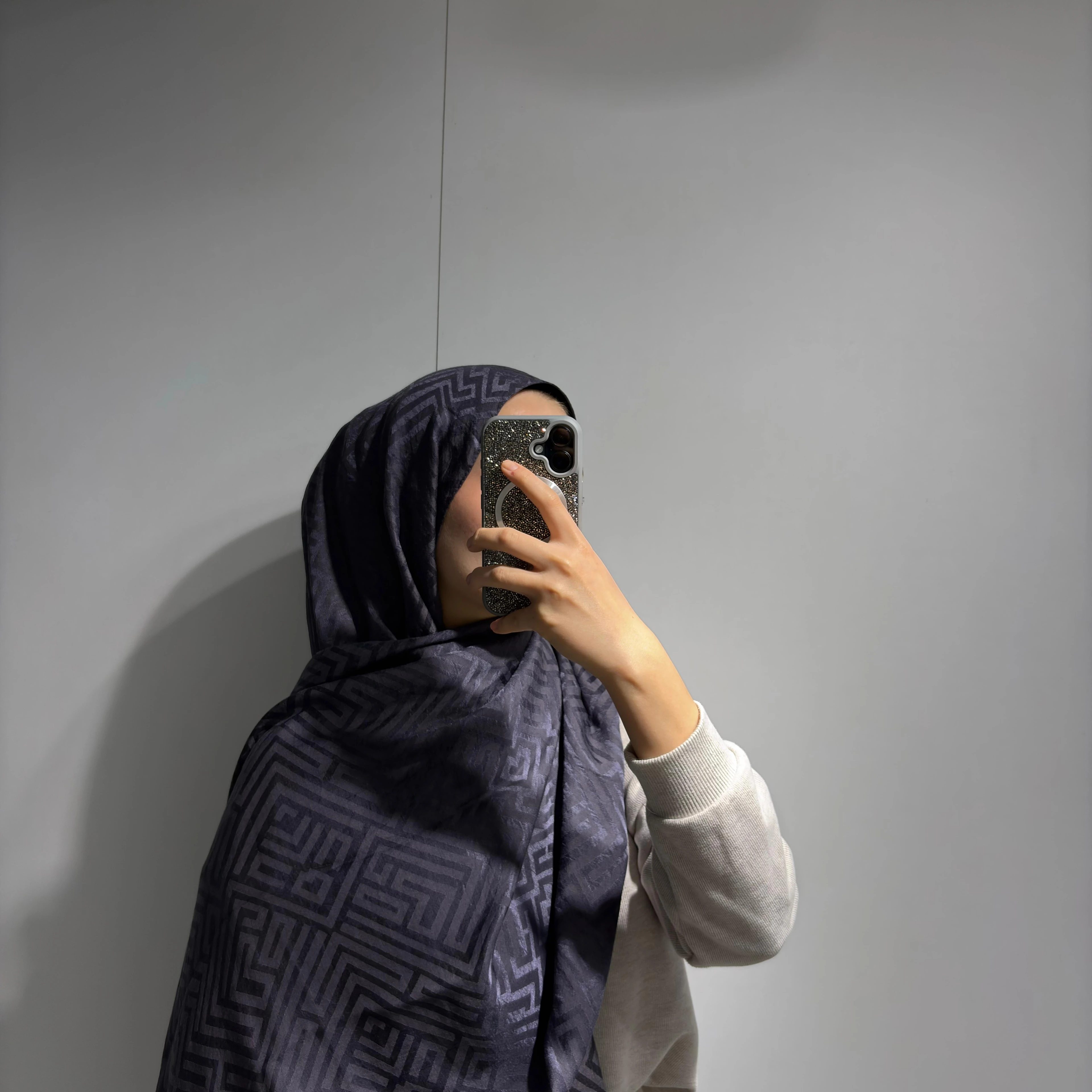 Labirent Desen Jakar şal Antrasit