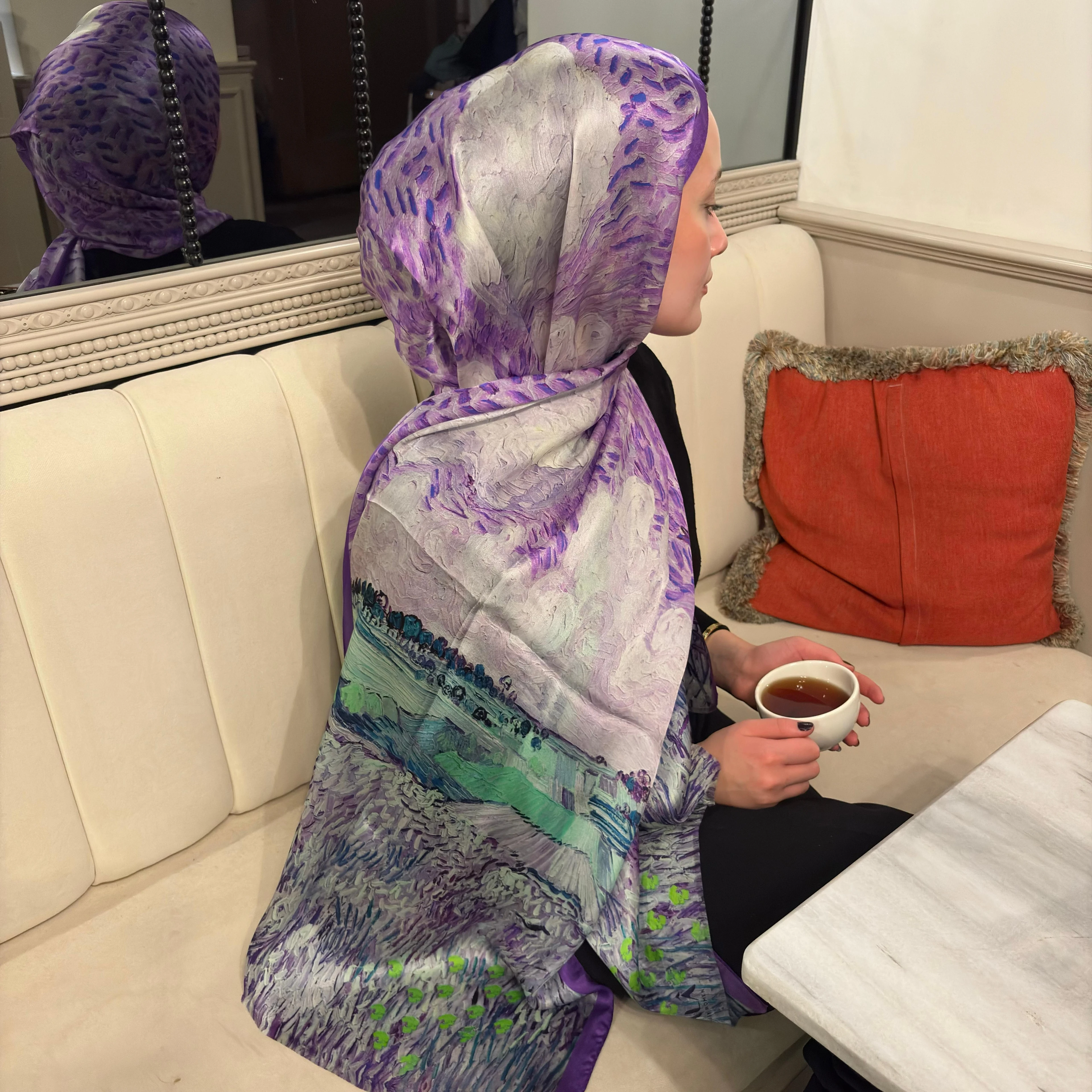 Vala İpek Mor Plain Near Auvers İpek Şal