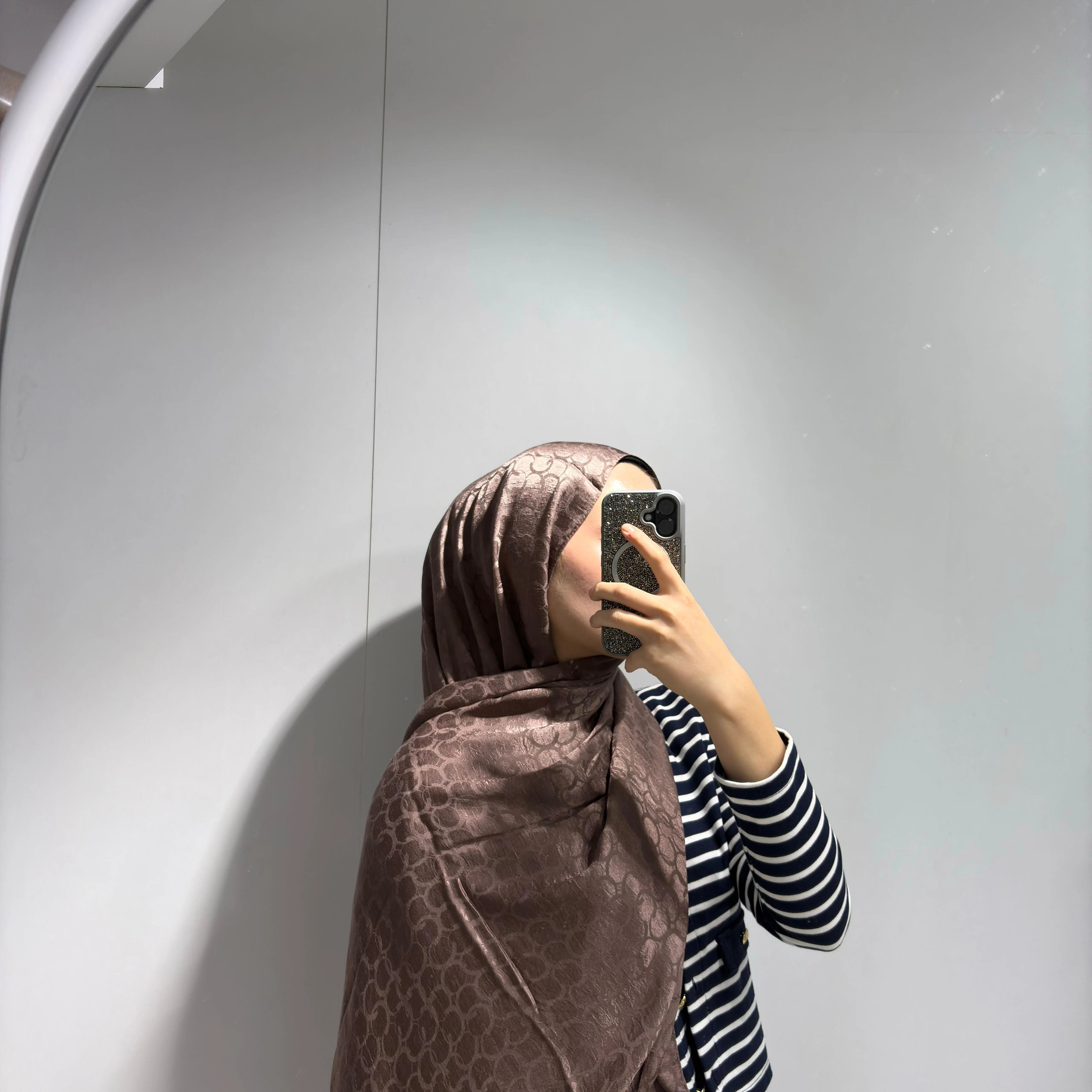 Halka Desen Jakar Şal Tozlu Kahve