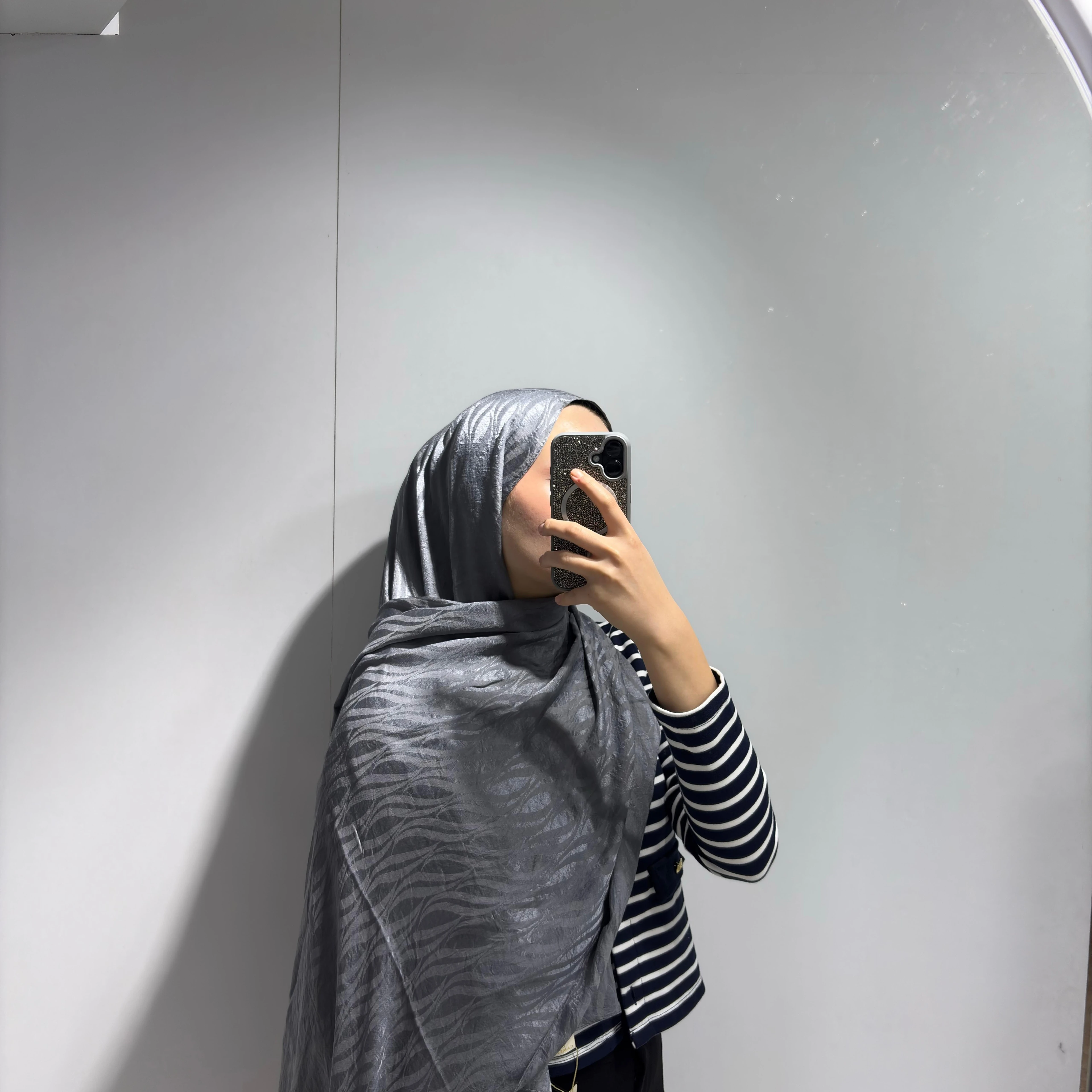 Su Yolu Desen Jakar Şal Gri