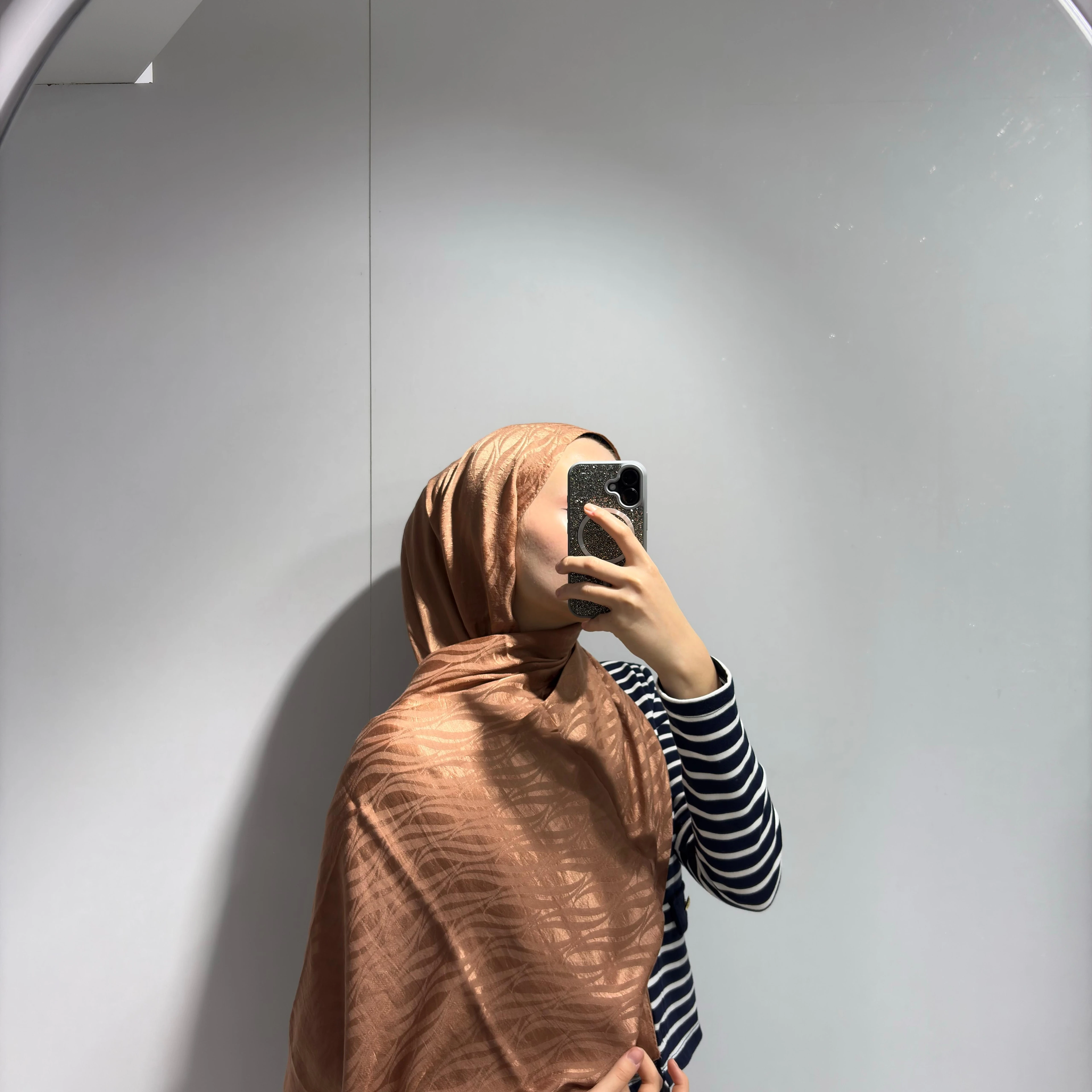 Su Yolu Desen Jakar Şal Bakır