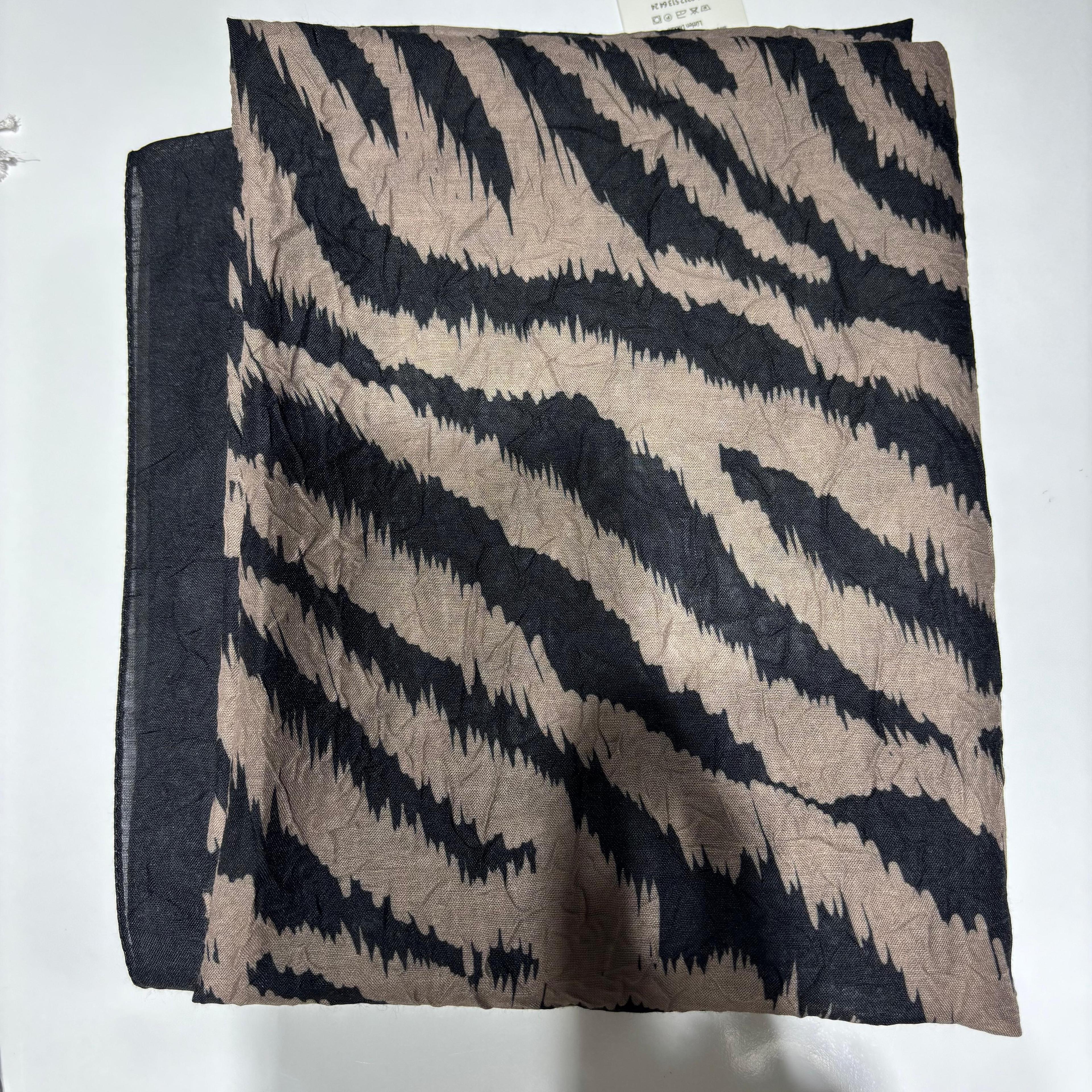 Keten Zebra Bürümcük Şal Kahverengi