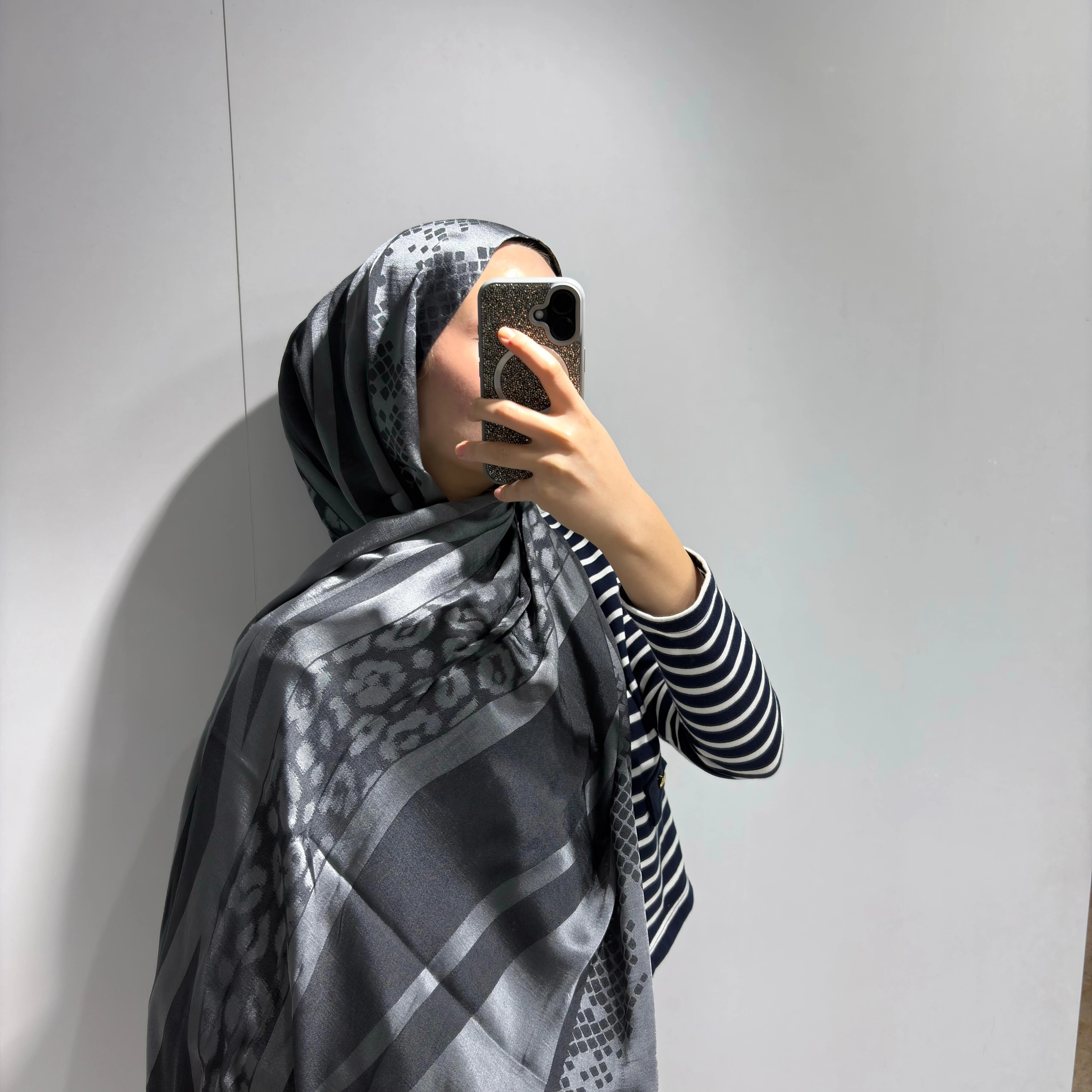 Safari desen Jakar Şal Füme