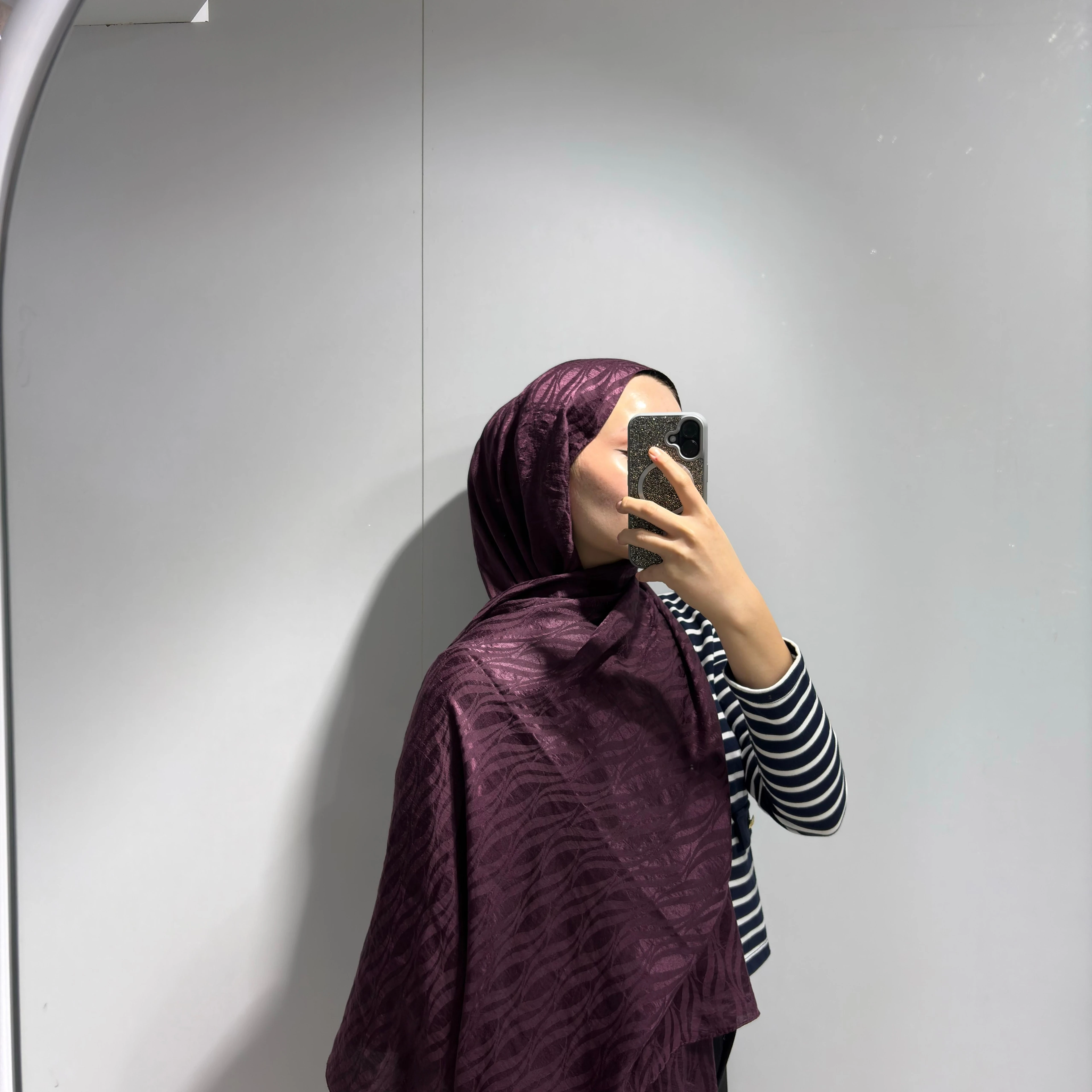 Su Yolu Desen Jakar Şal Mürdüm