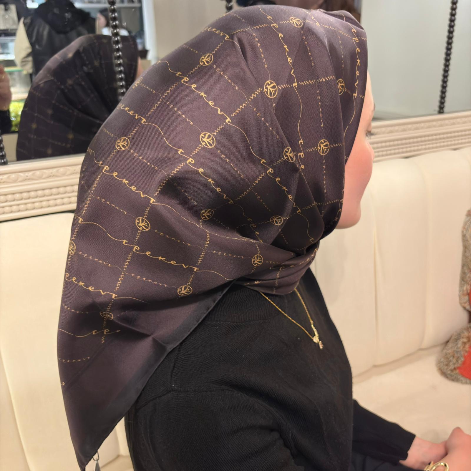 İpekevi İmza Model Eşarp KAHVE GOLD