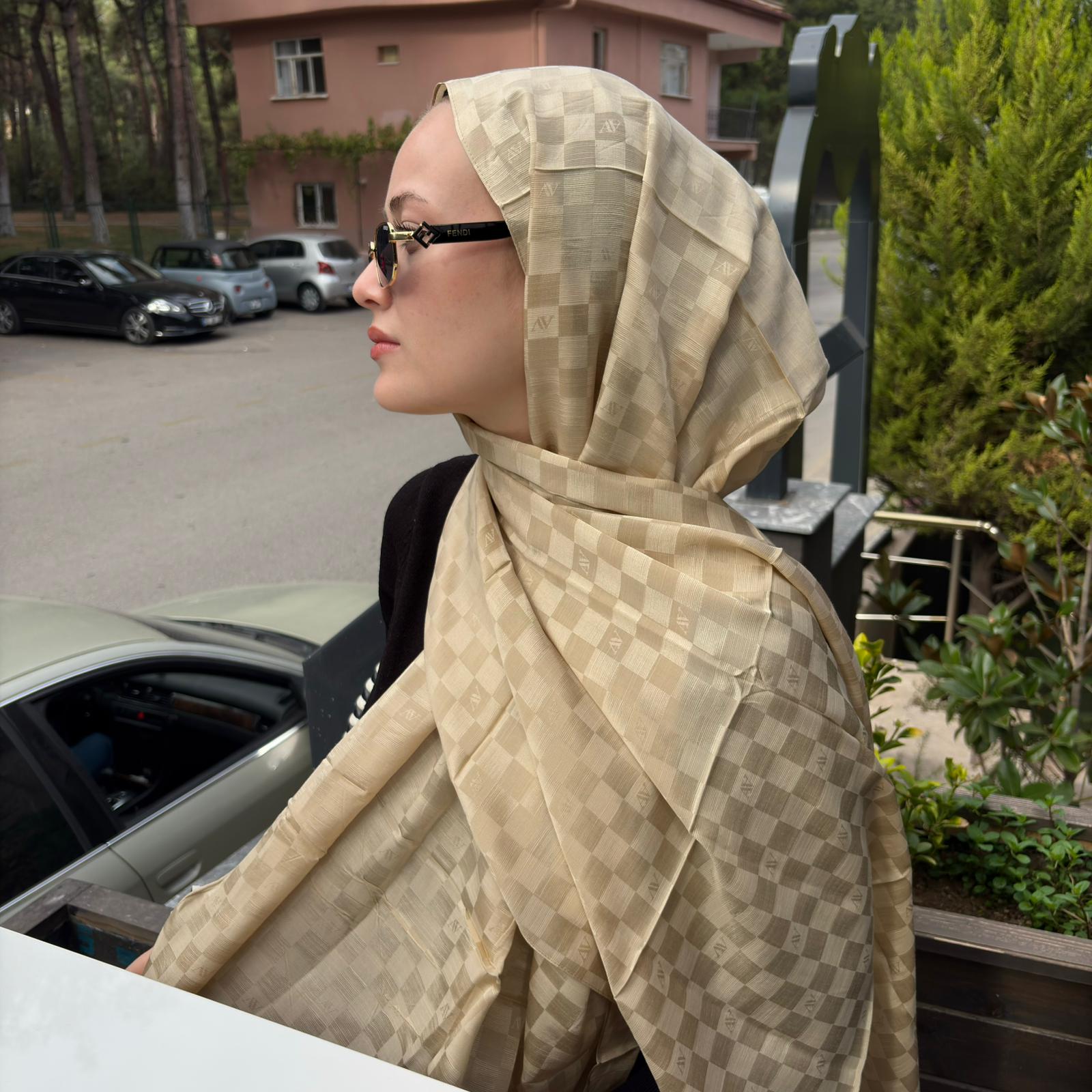 Armine Elegance İpek Pamuk Dama Şal 62