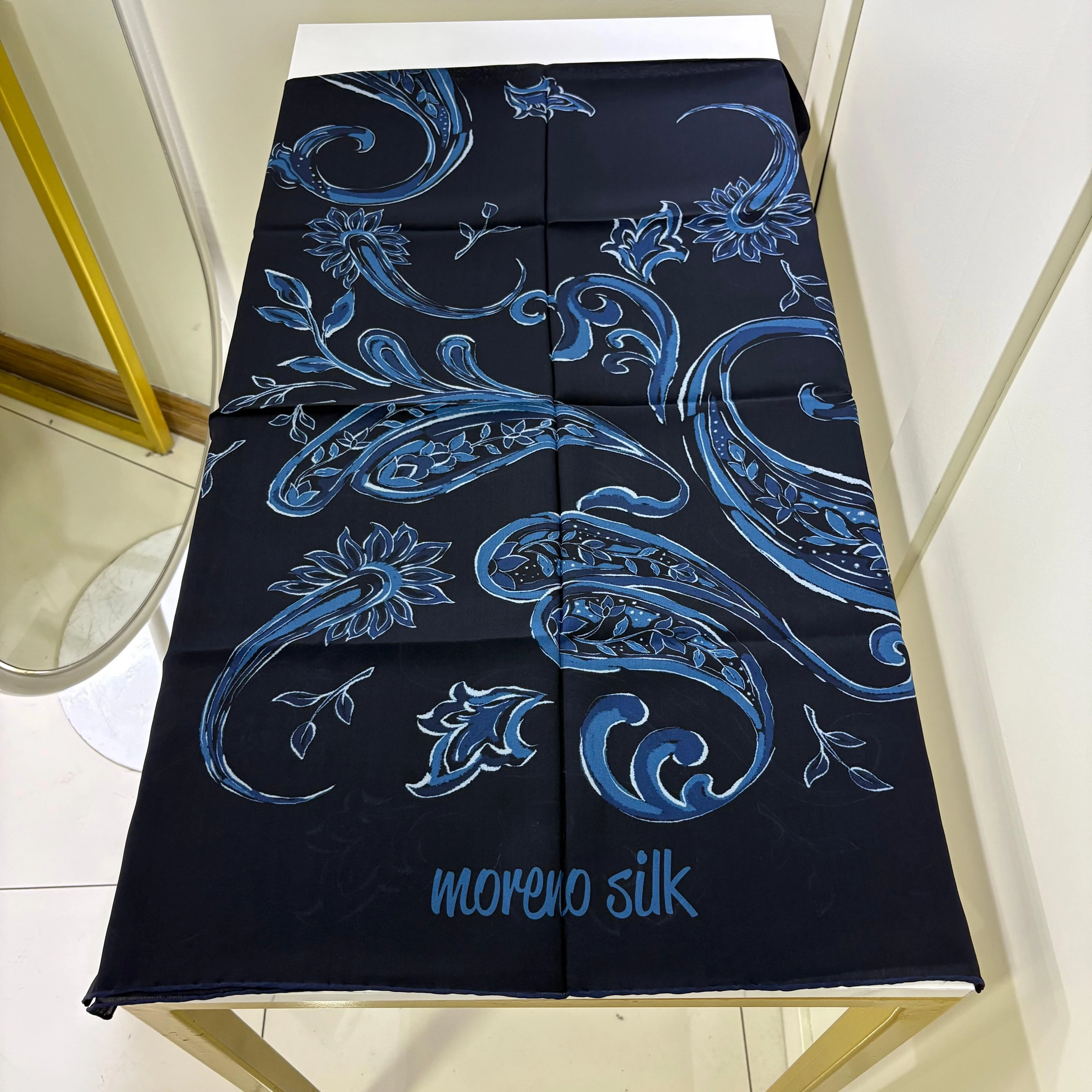Morenosilk Navy Blue Bloom