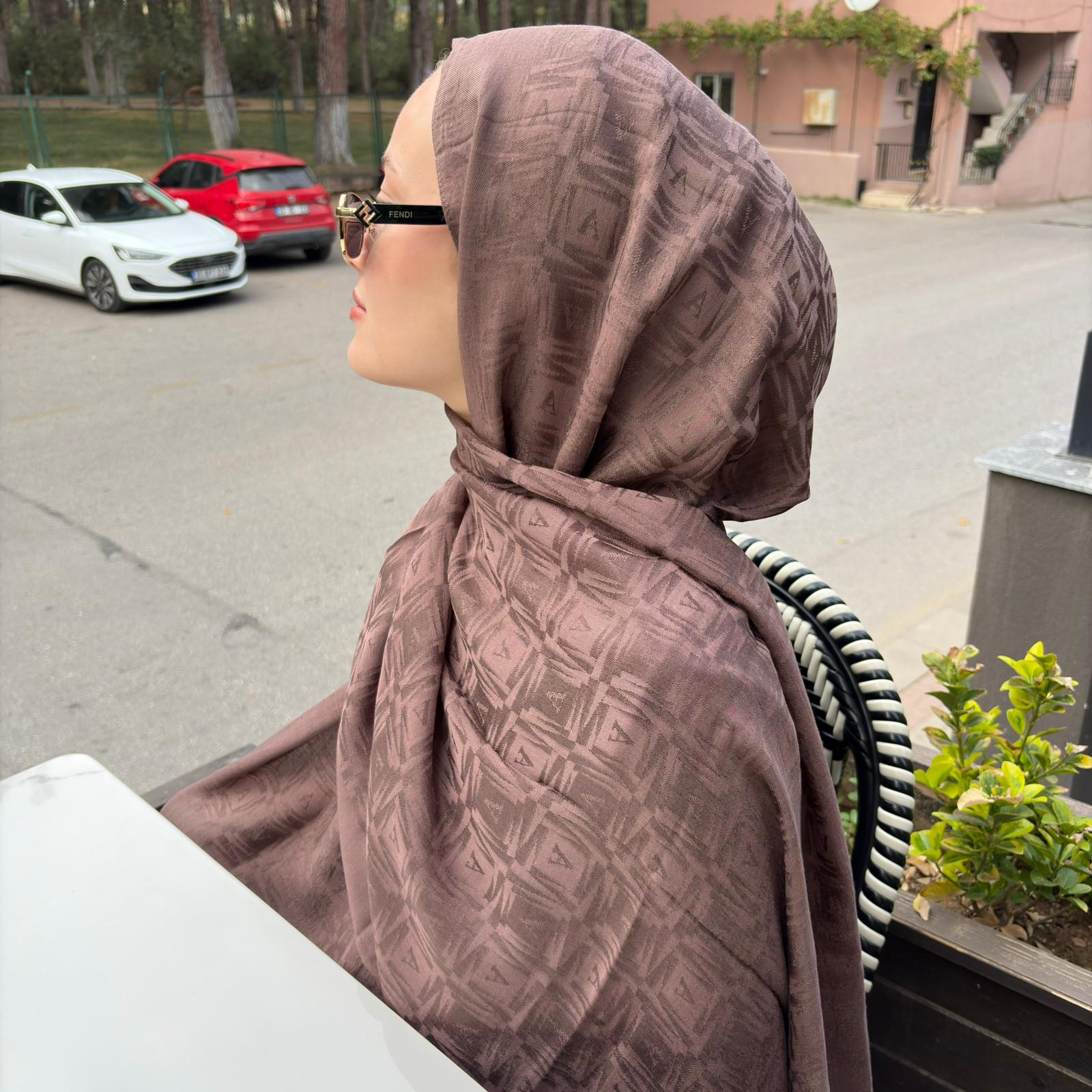 Armine Lyocell Naia Kare Monogram Şal 6 11