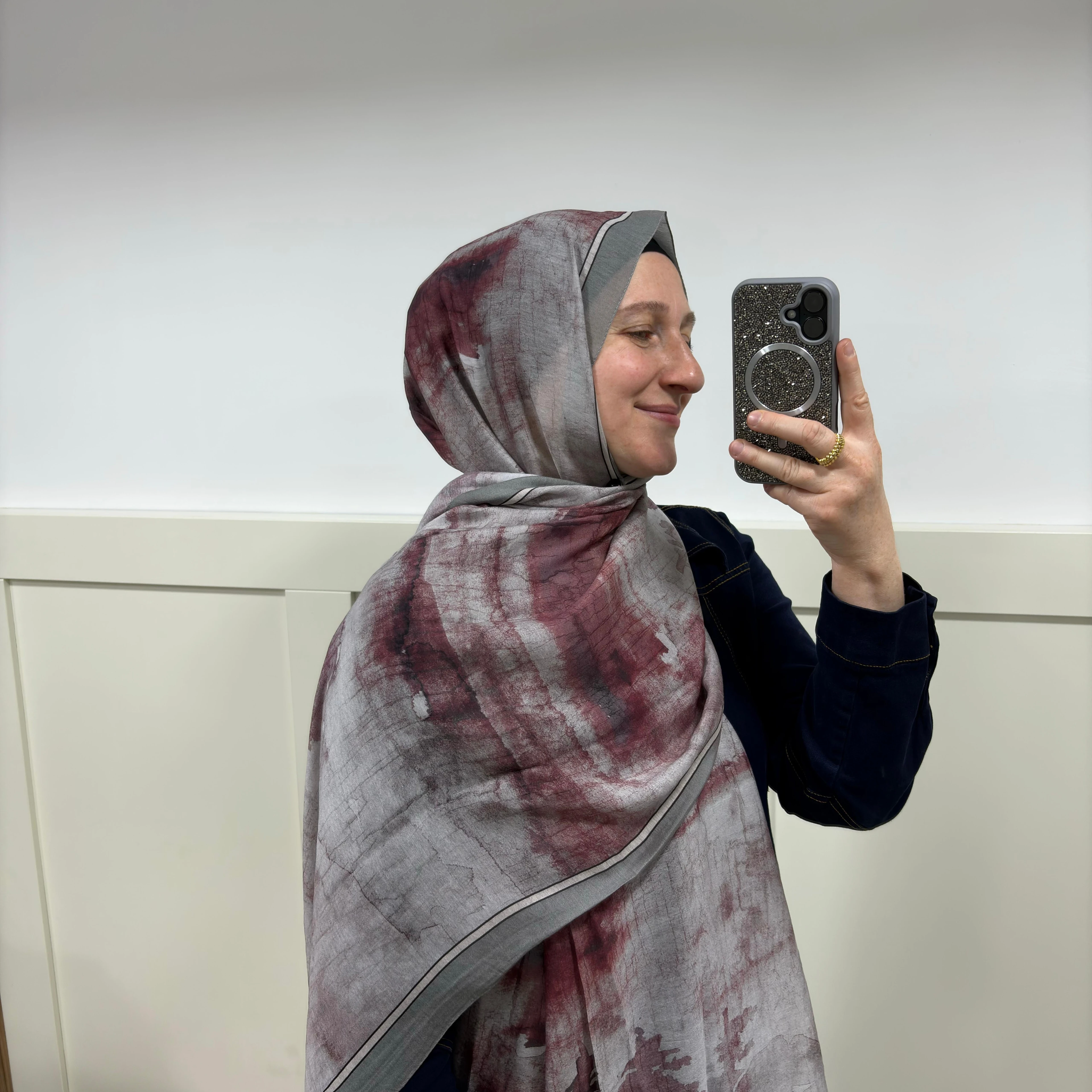 Fırça Desen Modal İpek Gri Şal