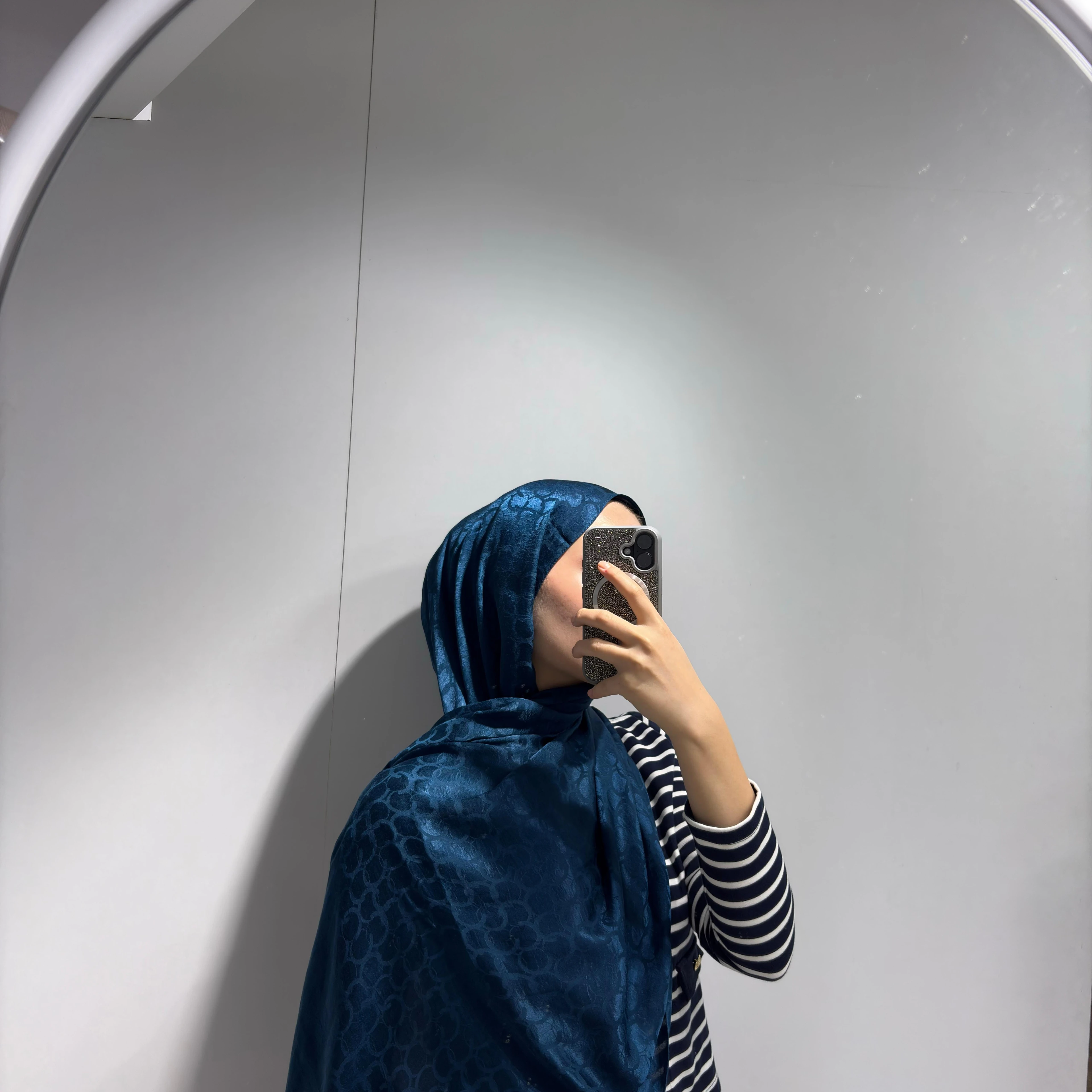 Halka Desen Jakar Şal Petrol Mavisi