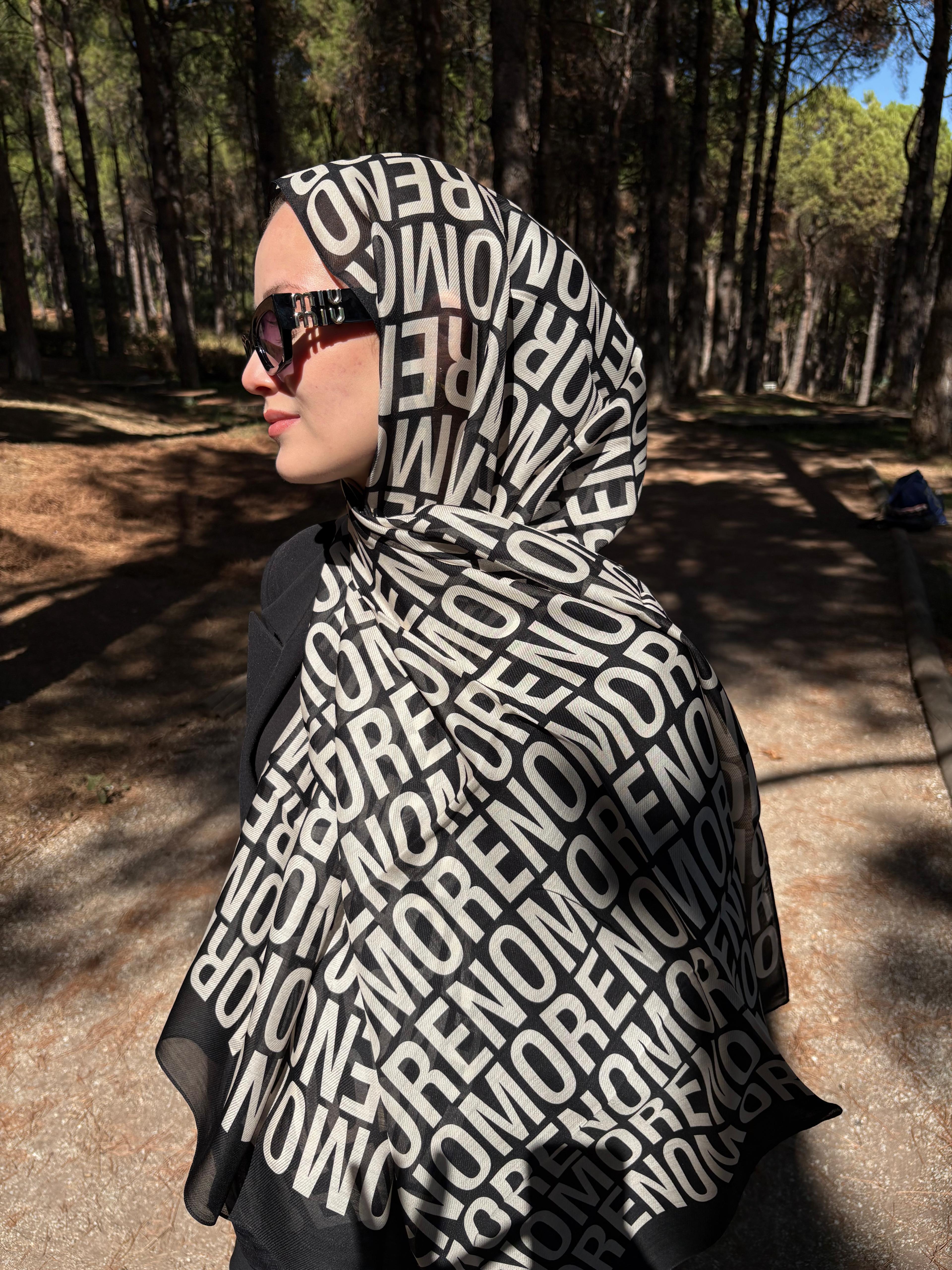 Morenosilk Black Logo Yün İpek şal