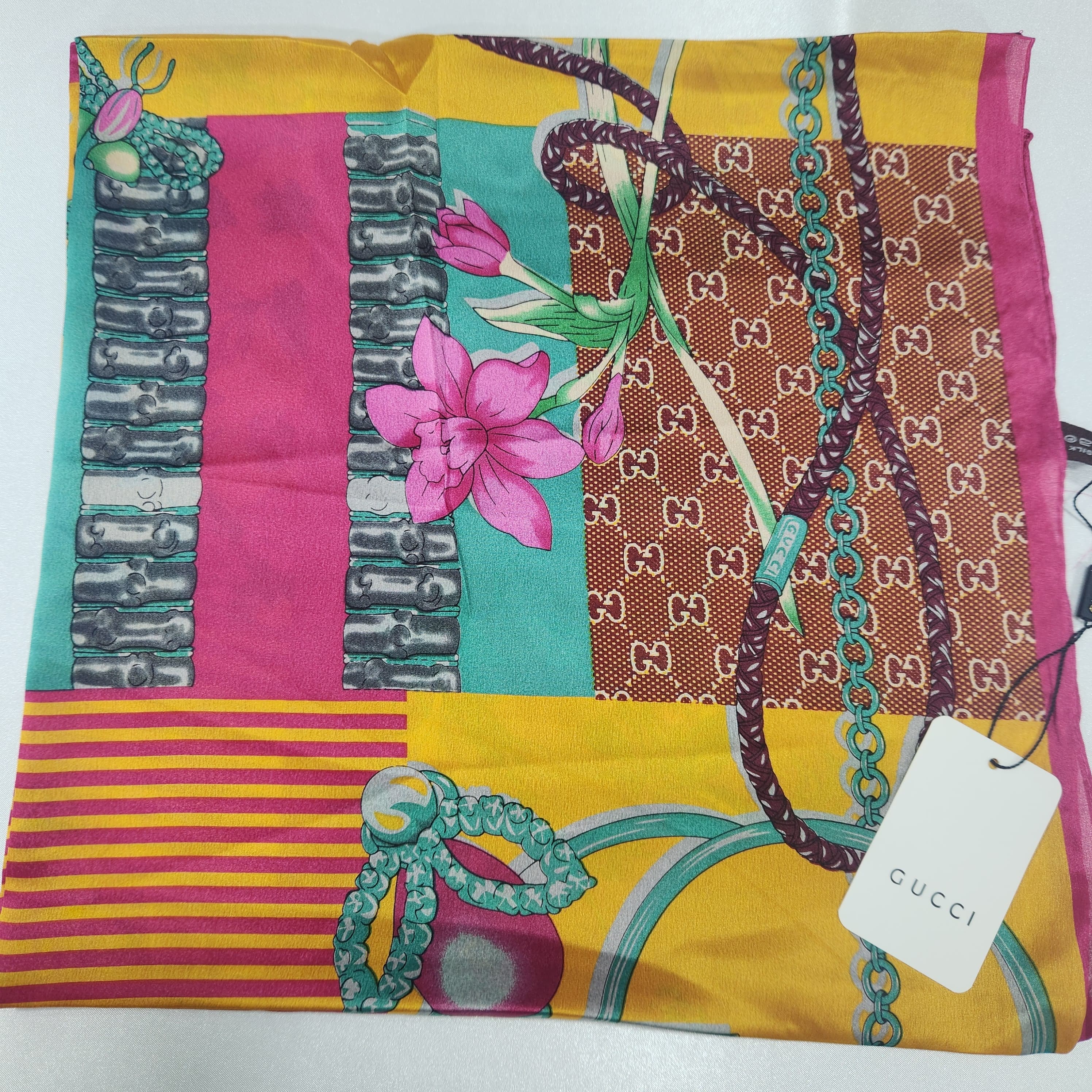 İthal Vual İpek G Desen Şal - Sarı