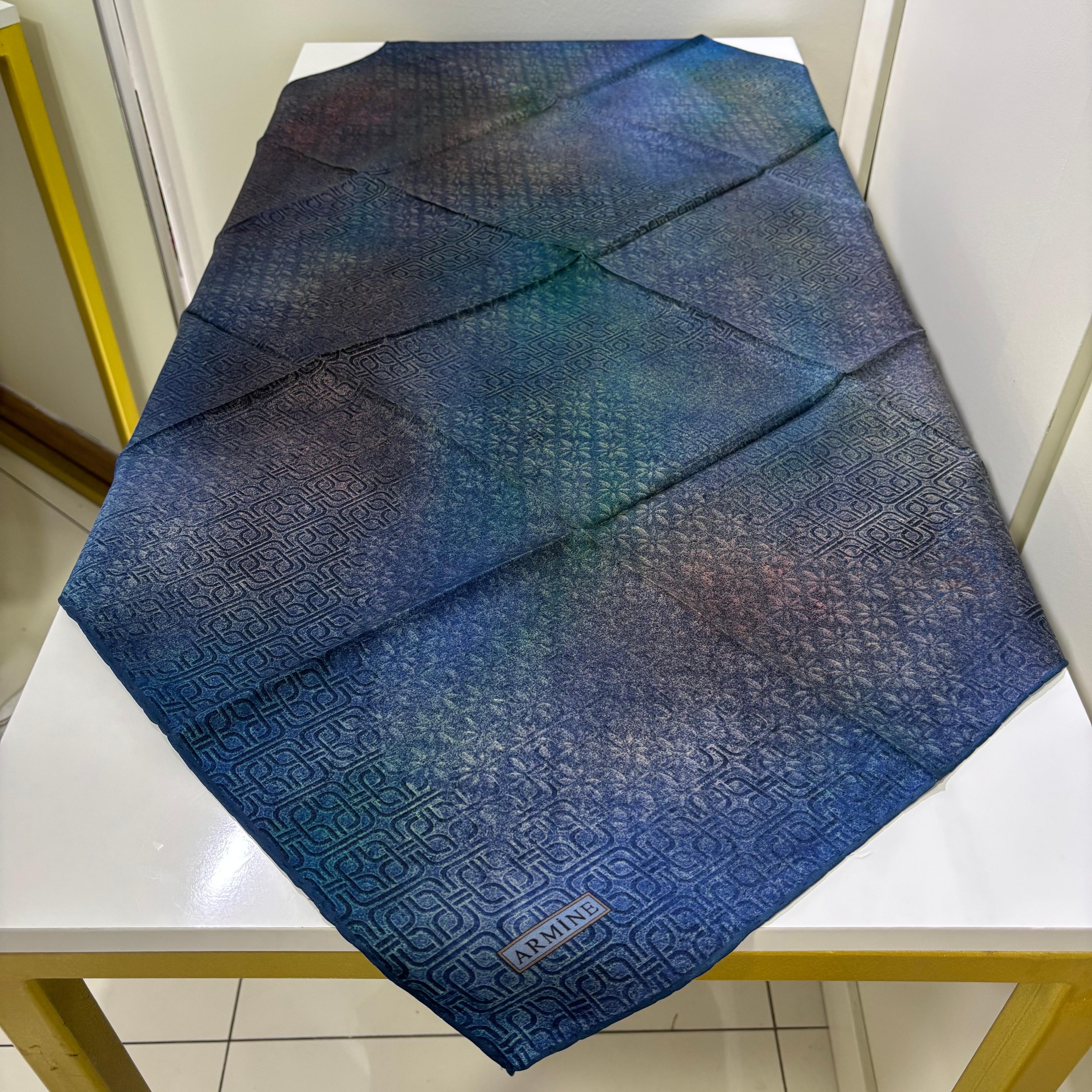 Armine İpek Eşarp 9437D Twill - İndigo Mavi