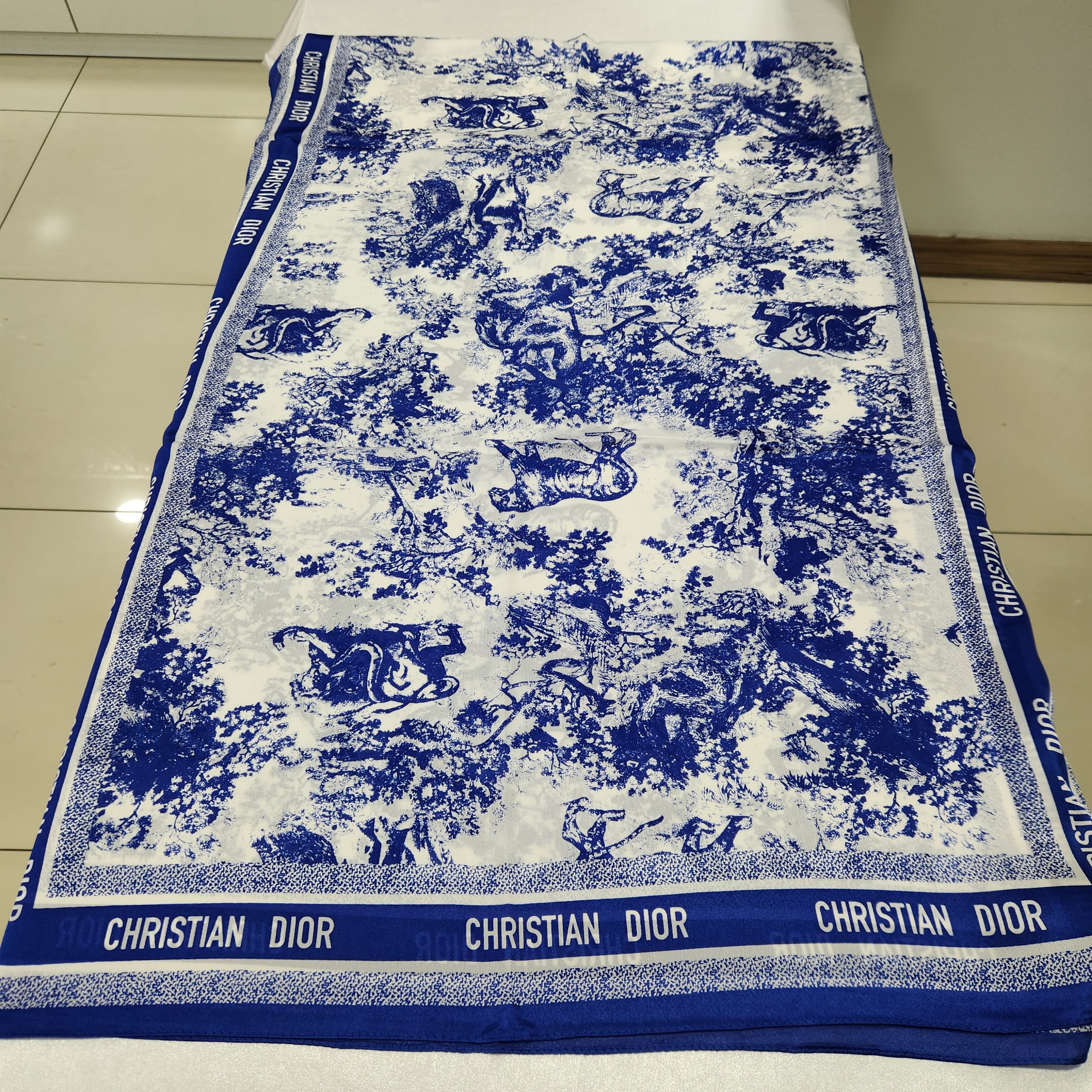 Vual İpek Şal Forest Desen - Mavi