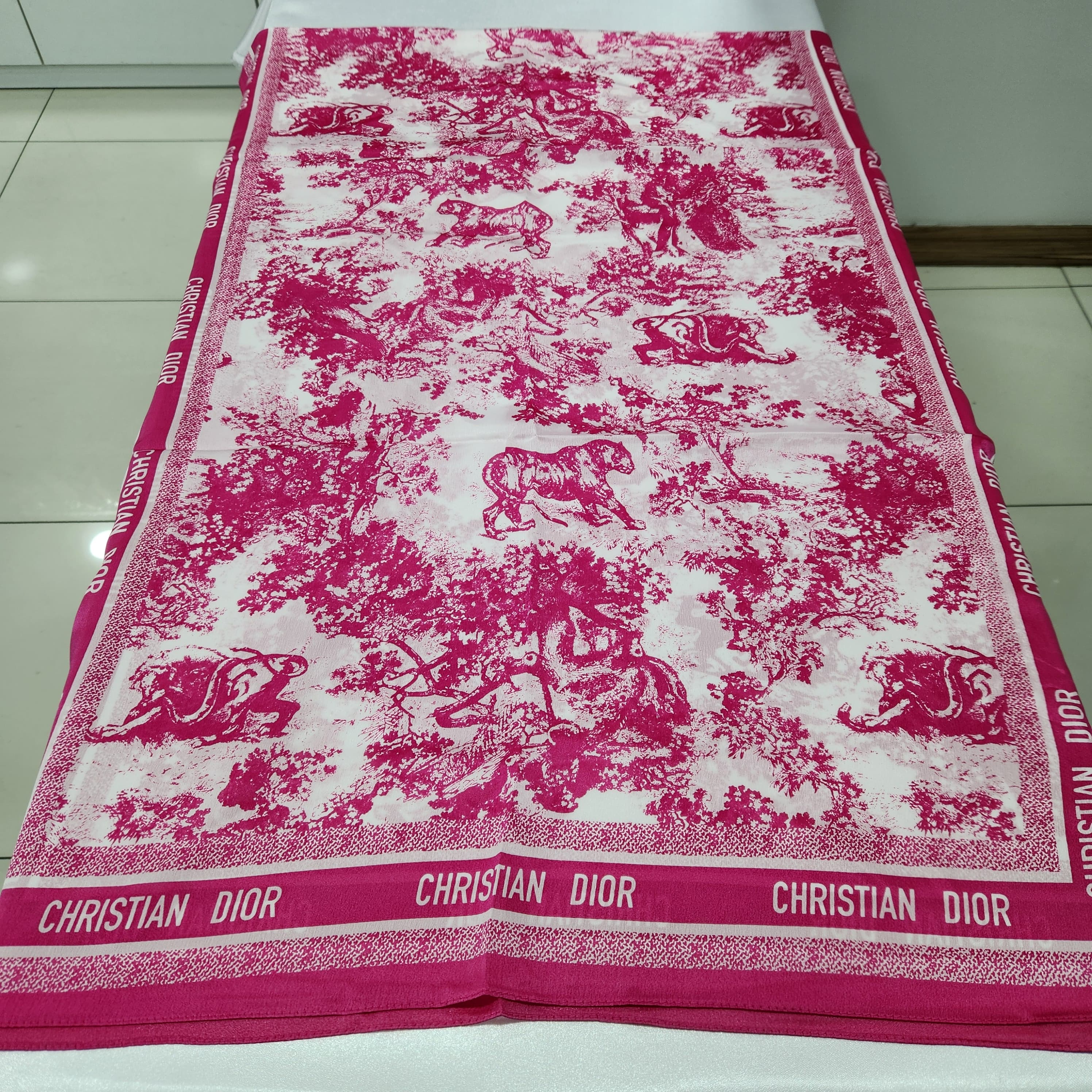 Vual İpek Şal Forest Desen - Pembe