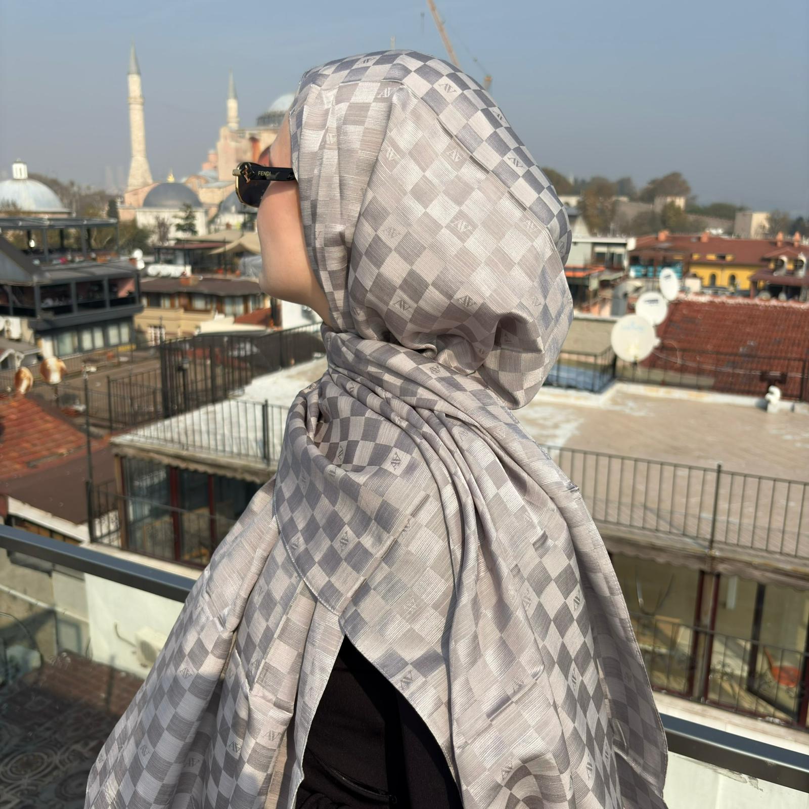 Armine Elegance İpek Pamuk Dama Şal 22